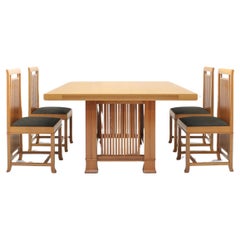 Antique Frank Lloyd Wright Dining Set - Husser Table & 4 Coonley Chairs, Cassina 1992