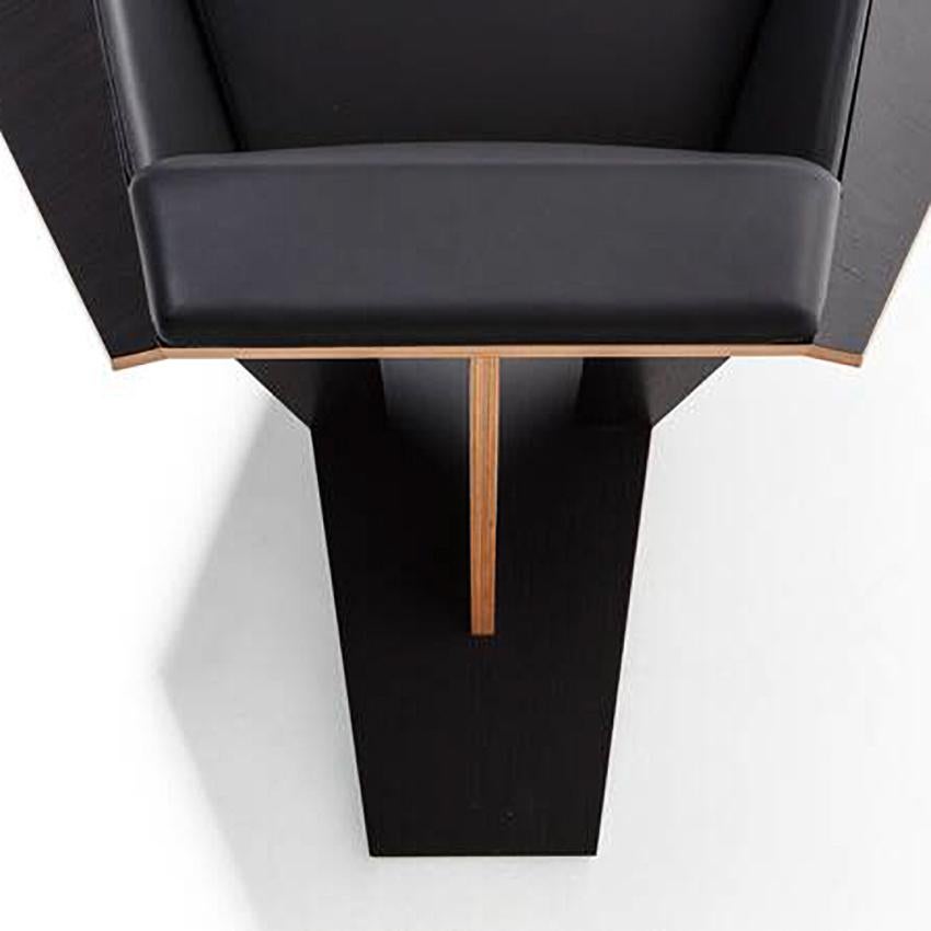 Frank Lloyd Wrigh Limited Edition Black Leather Taliesin Armchair In New Condition In Barcelona, Barcelona