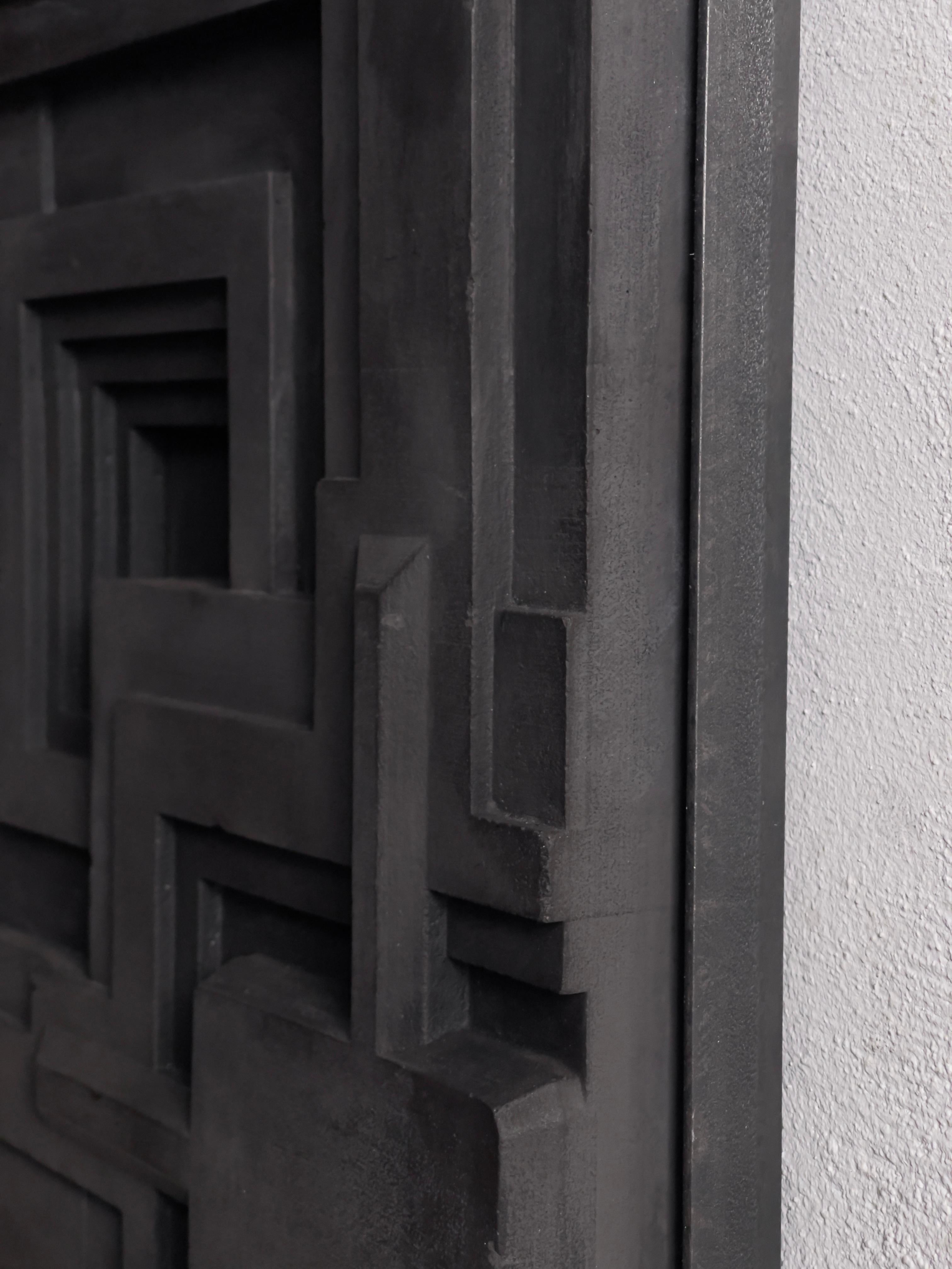 Frank Lloyd Wright 1970 Relief in Solid Cast Dark Grey Concrete and Metal Frame In Good Condition For Sale In København K, 84