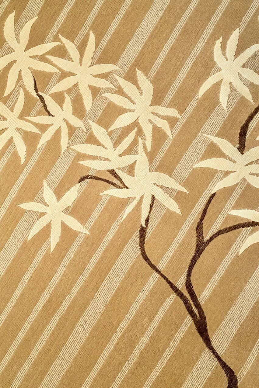 Japonisme After Frank Lloyd Wright  200 x 300 cms Leaf Maple Wool and Silk Rug For Sale