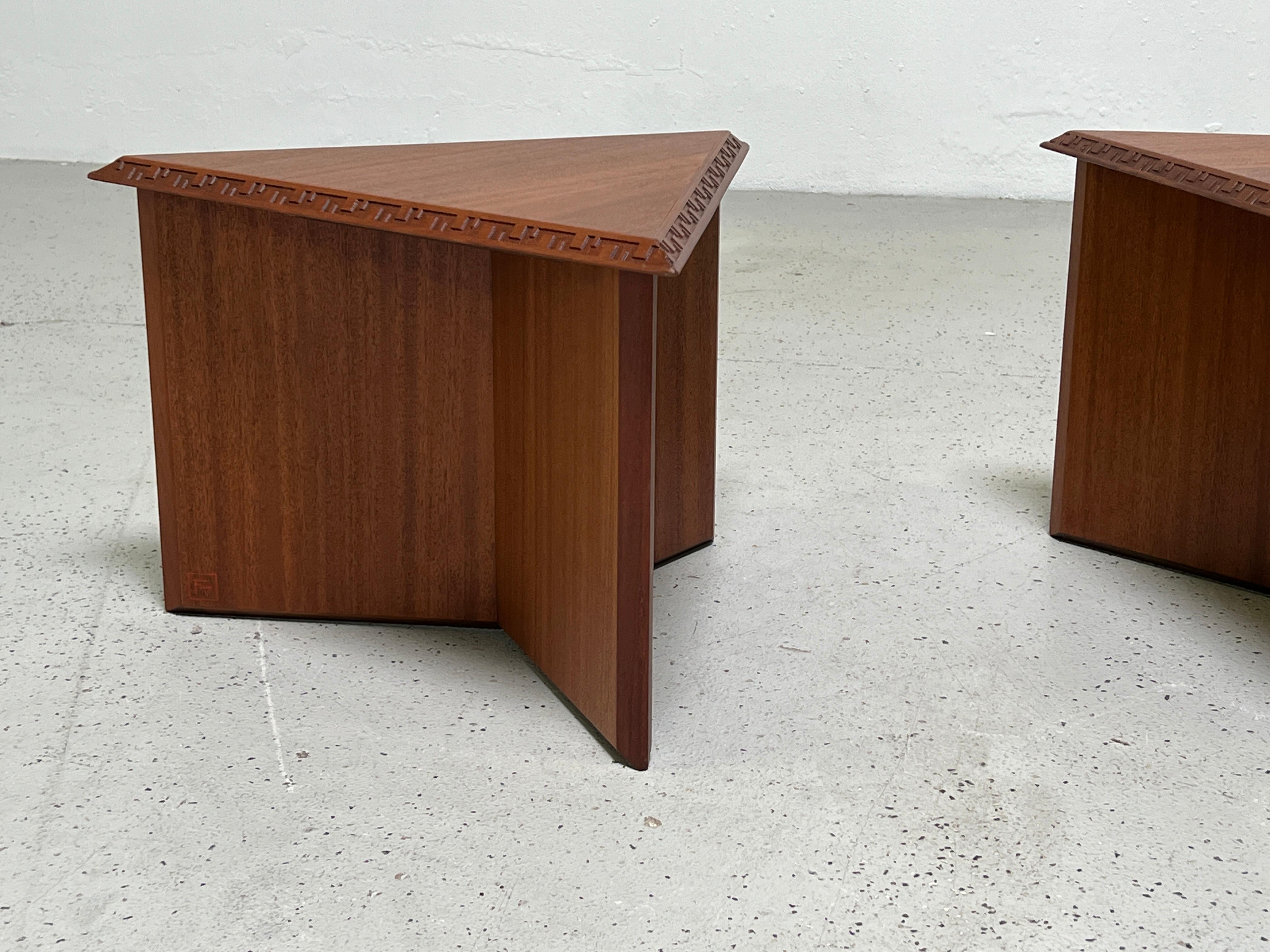 Mahogany Frank Lloyd Wright 452 Side Tables for Henredon