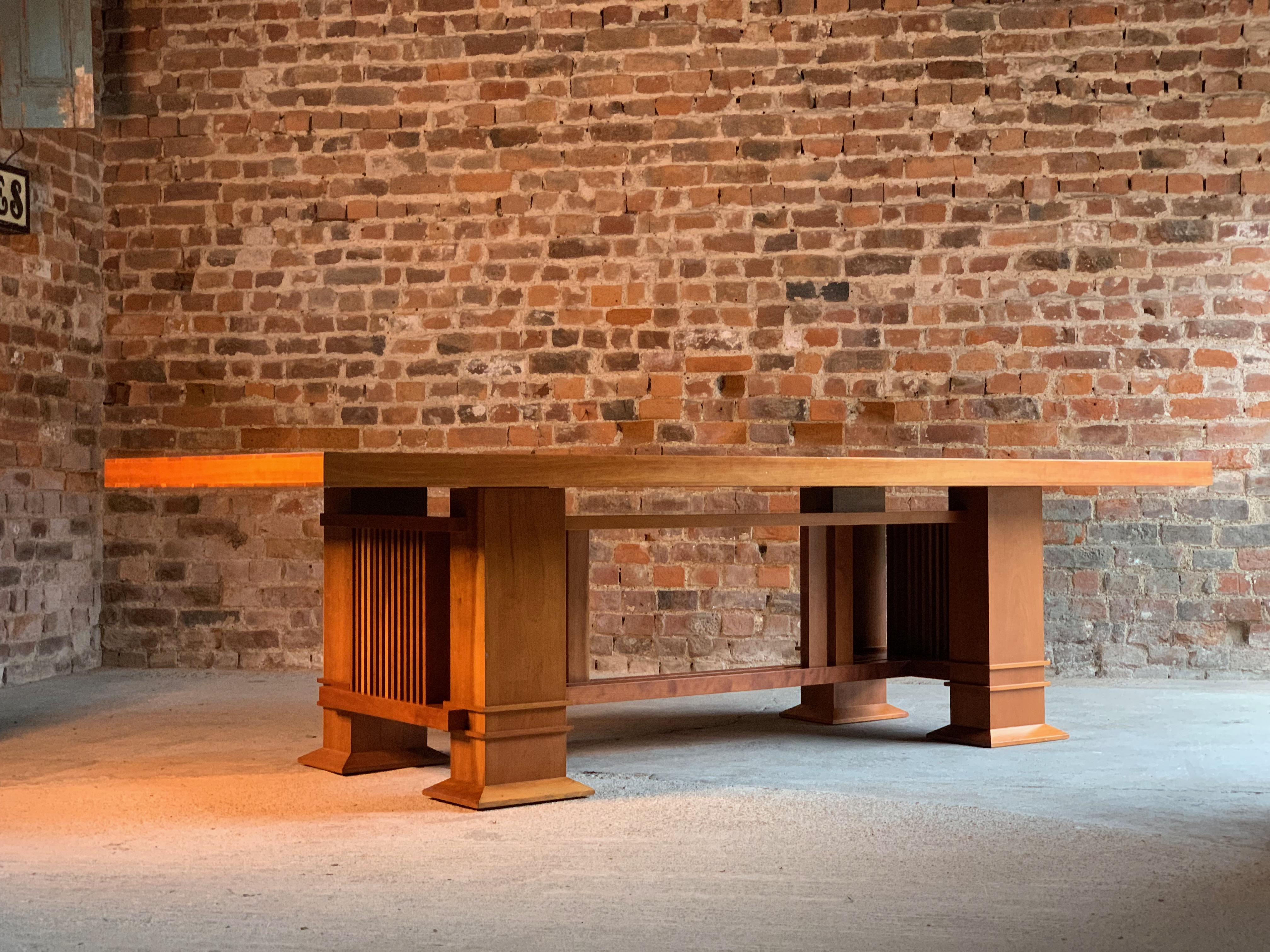 Frank Lloyd Wright 605 Allen table in cherrywood by Cassina, circa 1980s

Frank Lloyd Wright 605 Allen table in cherrywood designed in 1917 and made by Cassina in 1986. This very impressive Frank Lloyd Wright 606 Allen table is marked with the