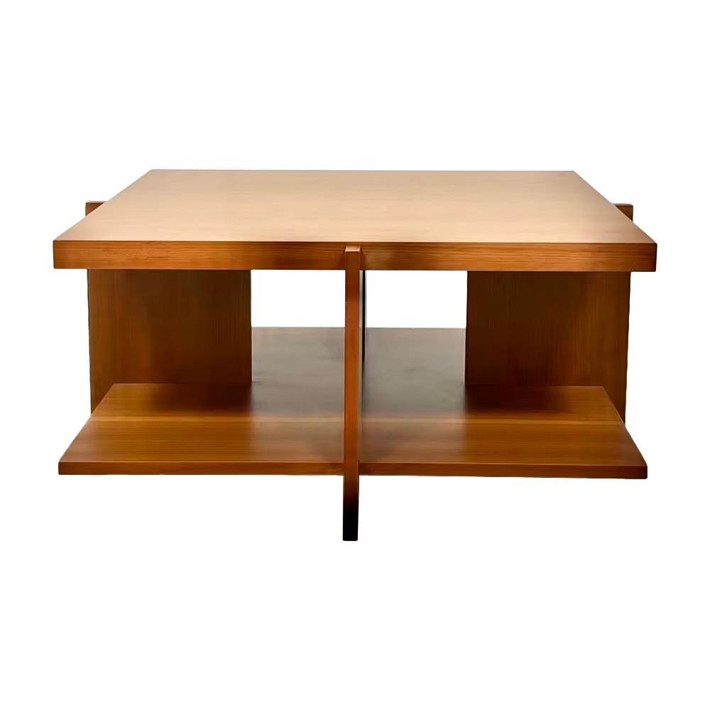 Italian Frank Lloyd Wright 623 01-31 Lewis Square Coffee Table, Cherry, Cassina, Italy.