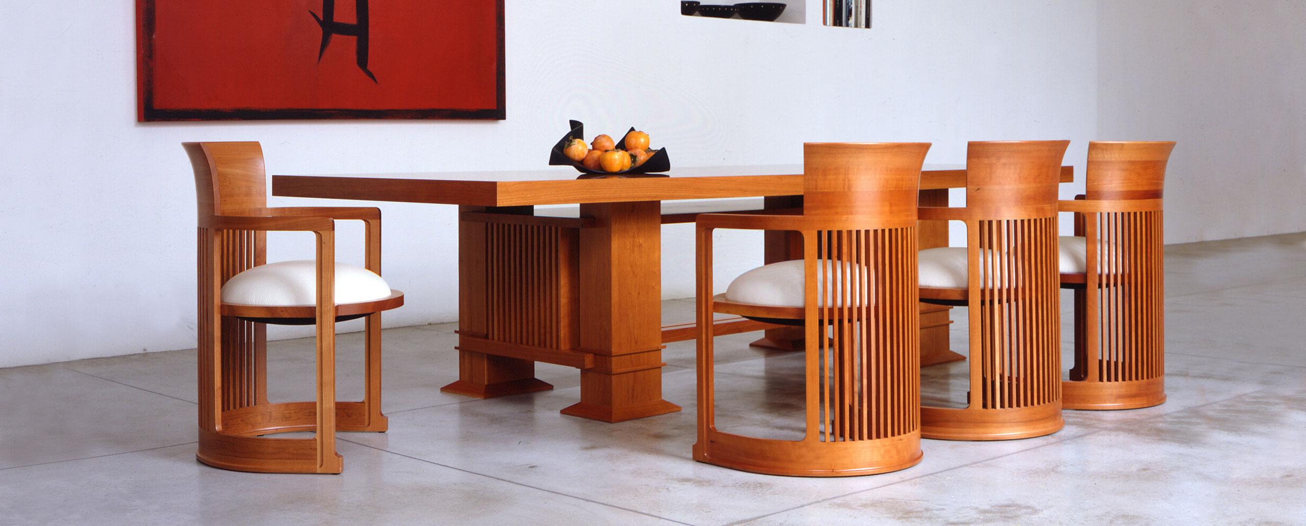Table designed by Frank Lloyd Wright in 1917, relaunched in 1986.
Manufactured by Cassina in Italy.

Important information regarding images of products:
Please note that some of the images show other colors and variations of the model, these