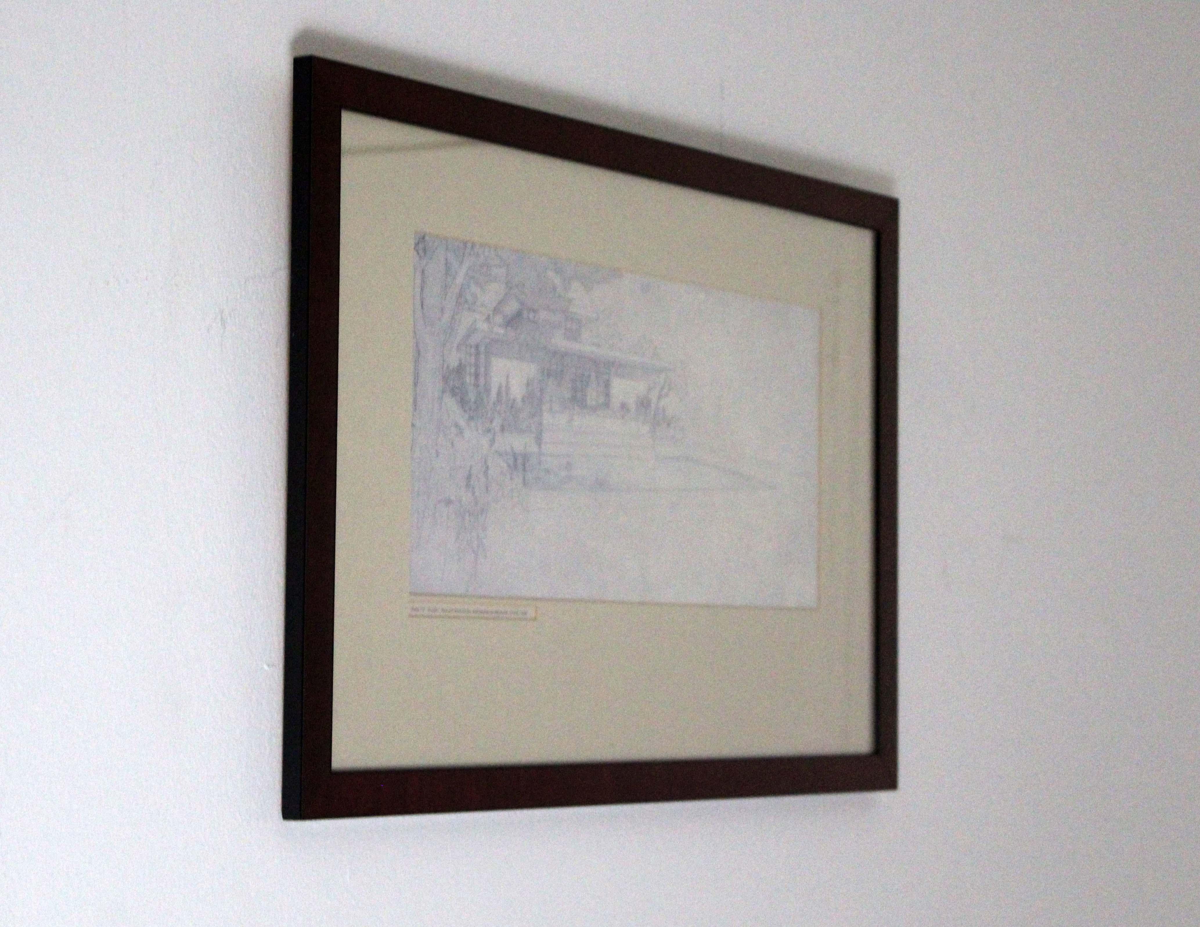 Frank Lloyd Wright Architectural Drawing Richard Bock Studio In Good Condition In Keego Harbor, MI