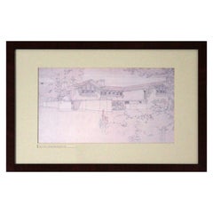 Frank Lloyd Wright - Drawing architectural encadré Walter Gerts House 1906 - Encadré