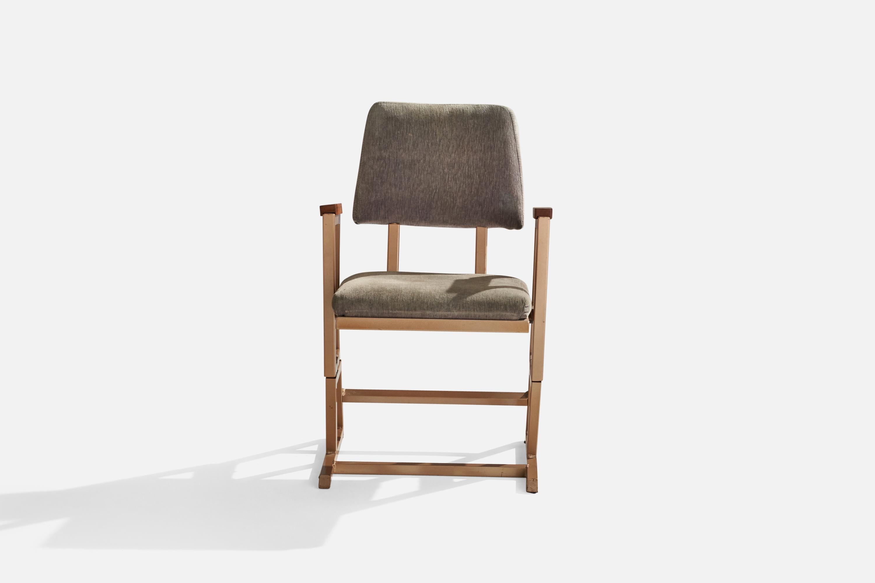 Mid-Century Modern Frank Lloyd Wright, Armchair, Metal, Wood, Fabric, USA, 1955 For Sale