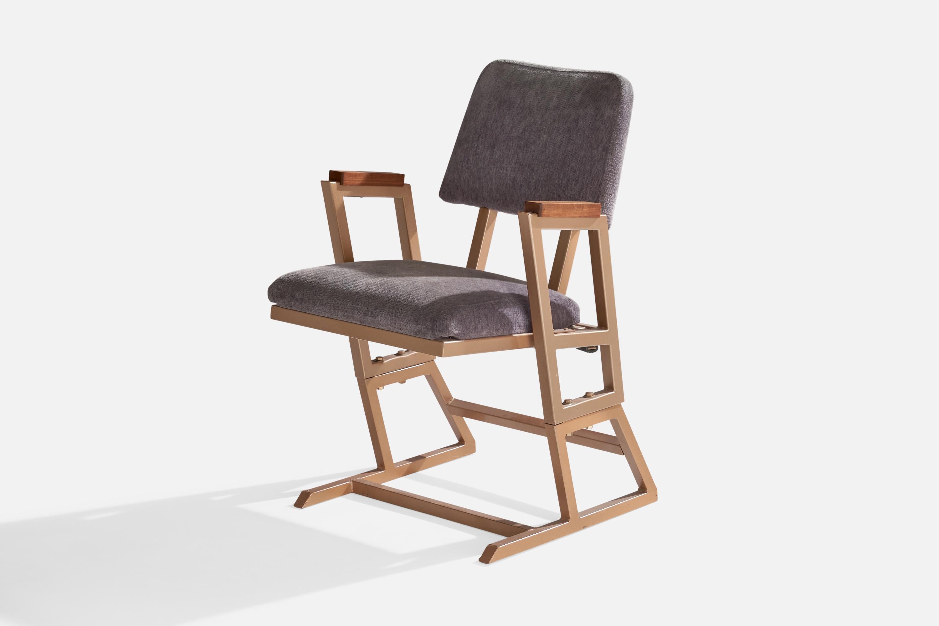 Mid-Century Modern Fauteuil Frank Lloyd Wright, métal, bois, tissu, États-Unis, 1955 en vente