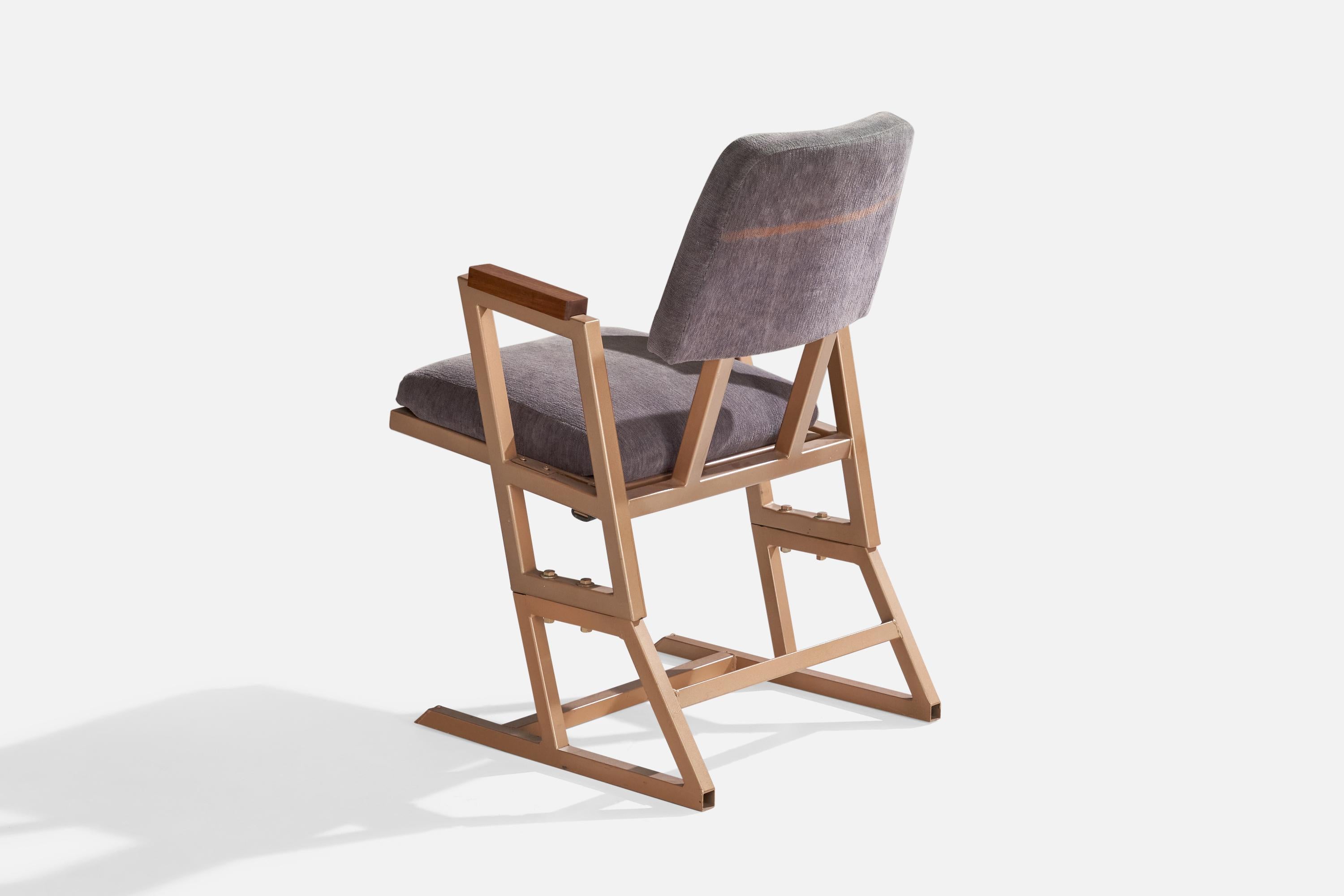 Américain Fauteuil Frank Lloyd Wright, métal, bois, tissu, États-Unis, 1955 en vente
