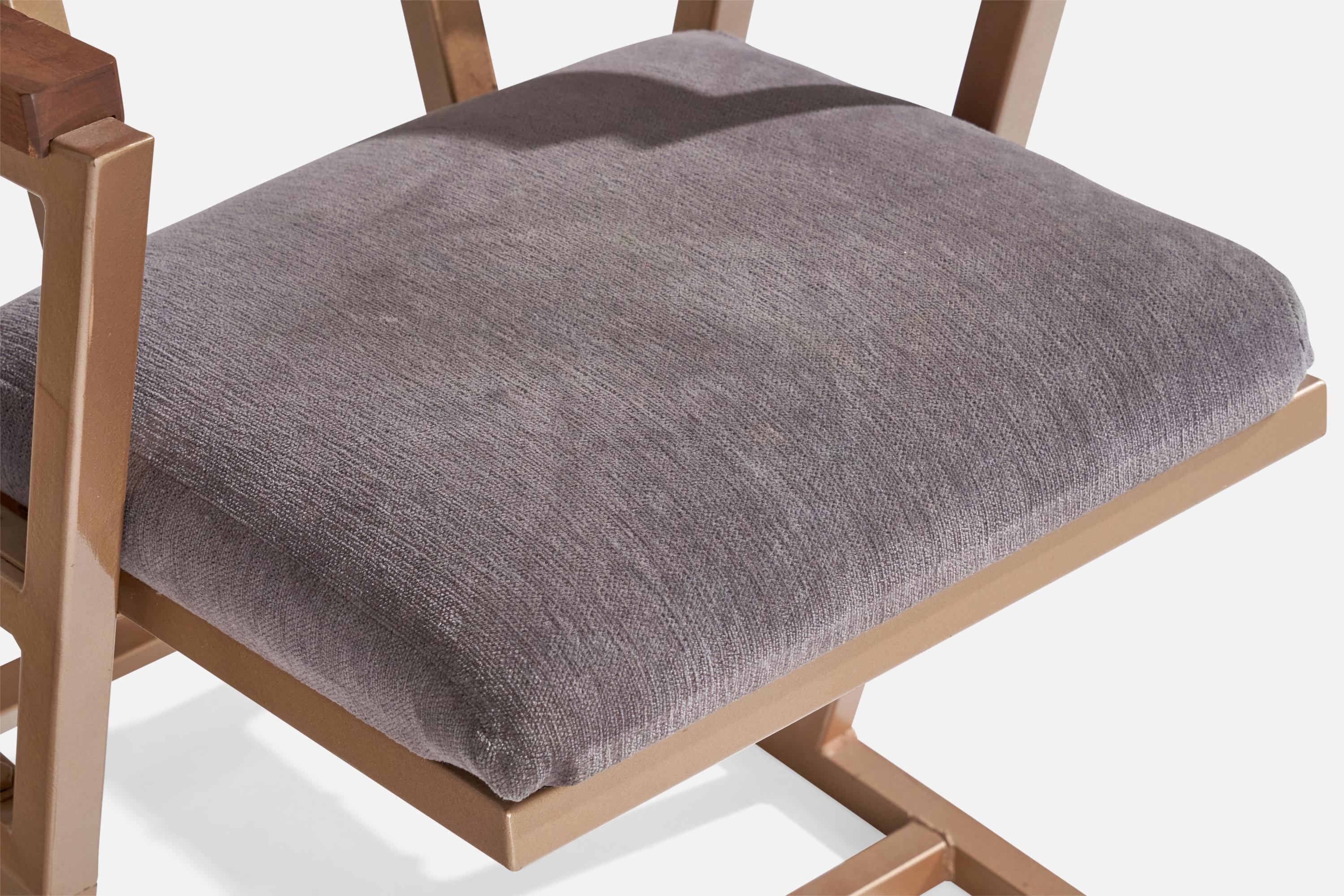 Fauteuil Frank Lloyd Wright, métal, bois, tissu, États-Unis, 1955 État moyen - En vente à High Point, NC