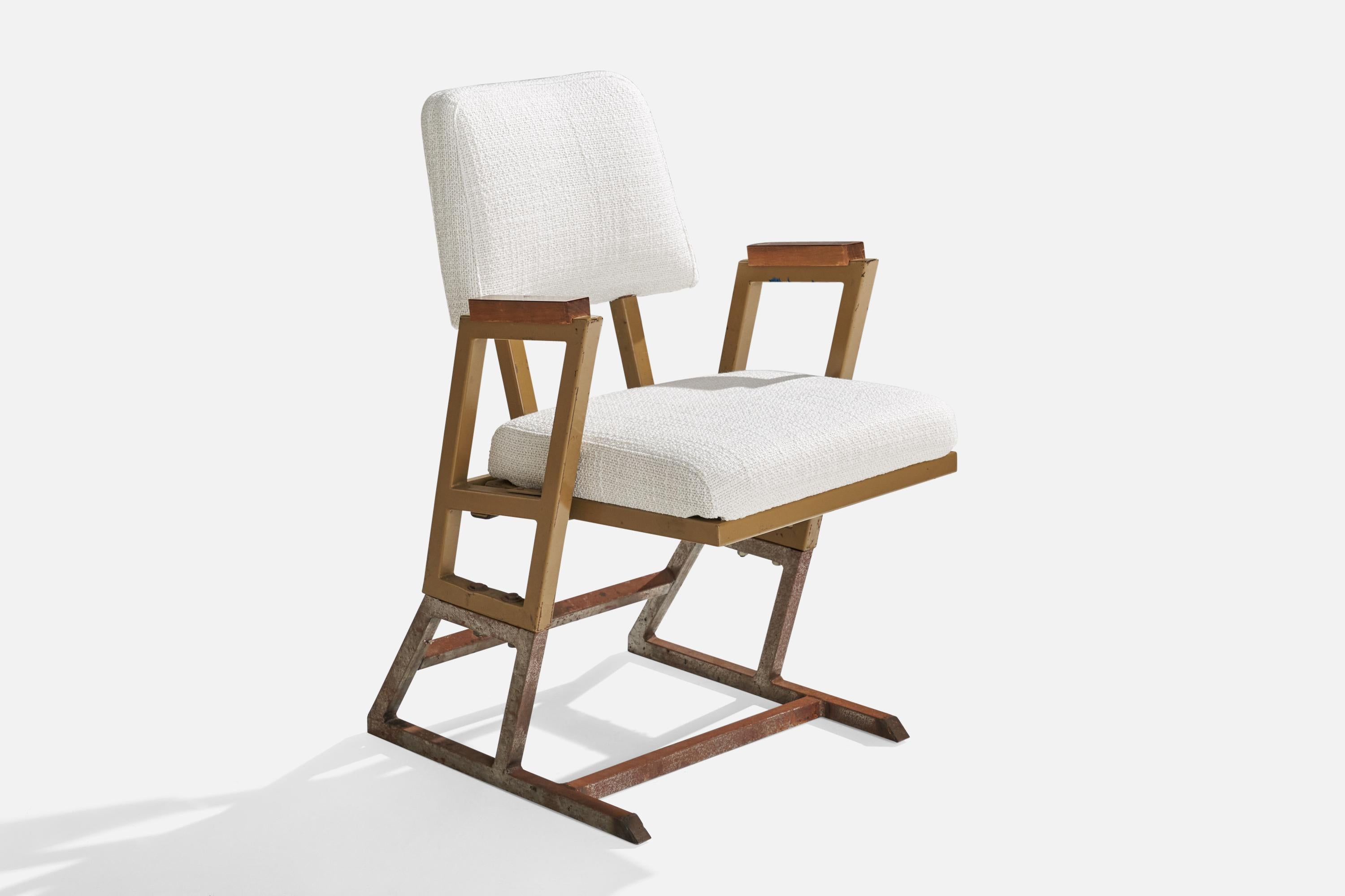 Frank Lloyd Wright, Armchairs, Metal, Wood, Fabric, USA, 1955 For Sale 2