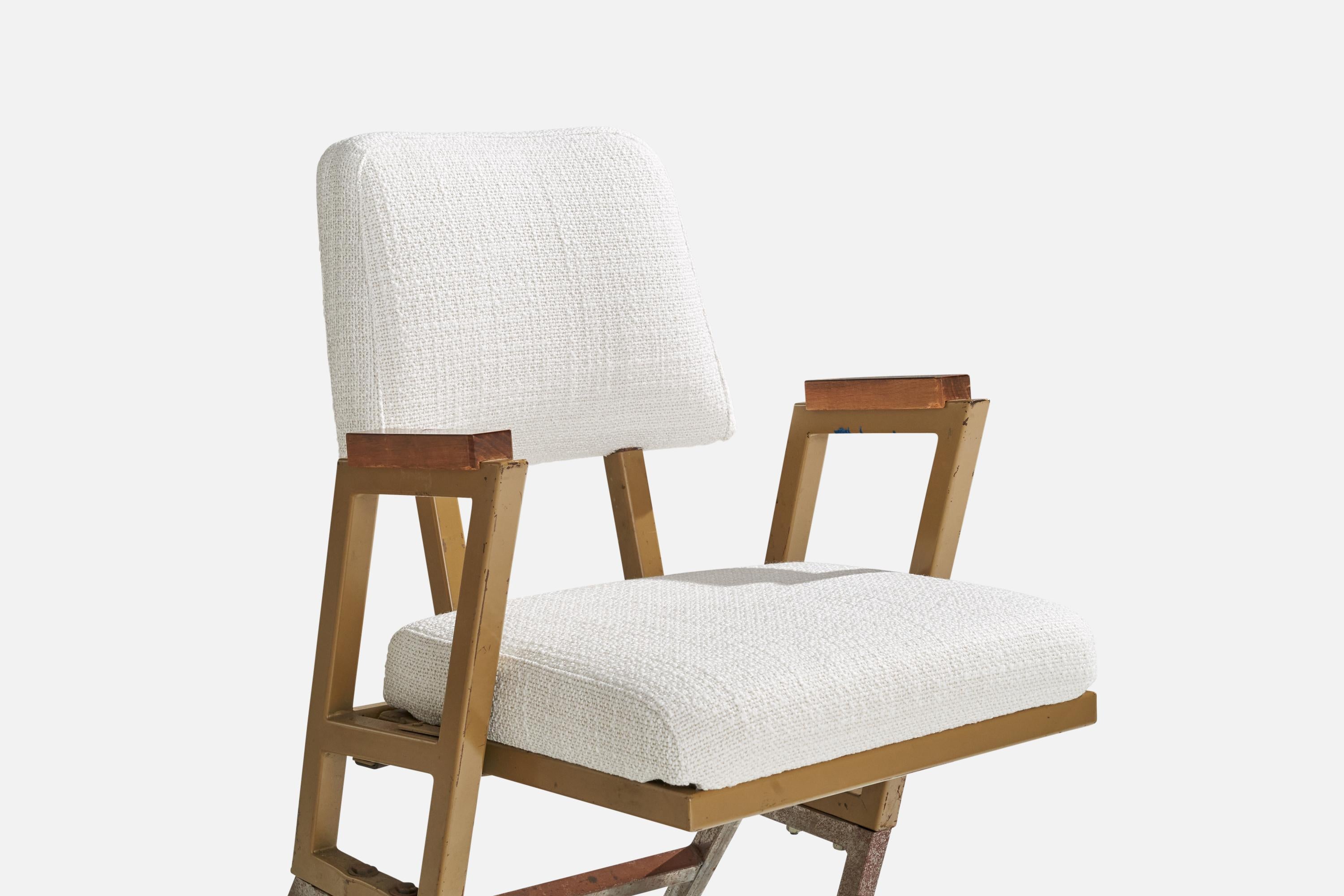 Frank Lloyd Wright, Armchairs, Metal, Wood, Fabric, USA, 1955 For Sale 3