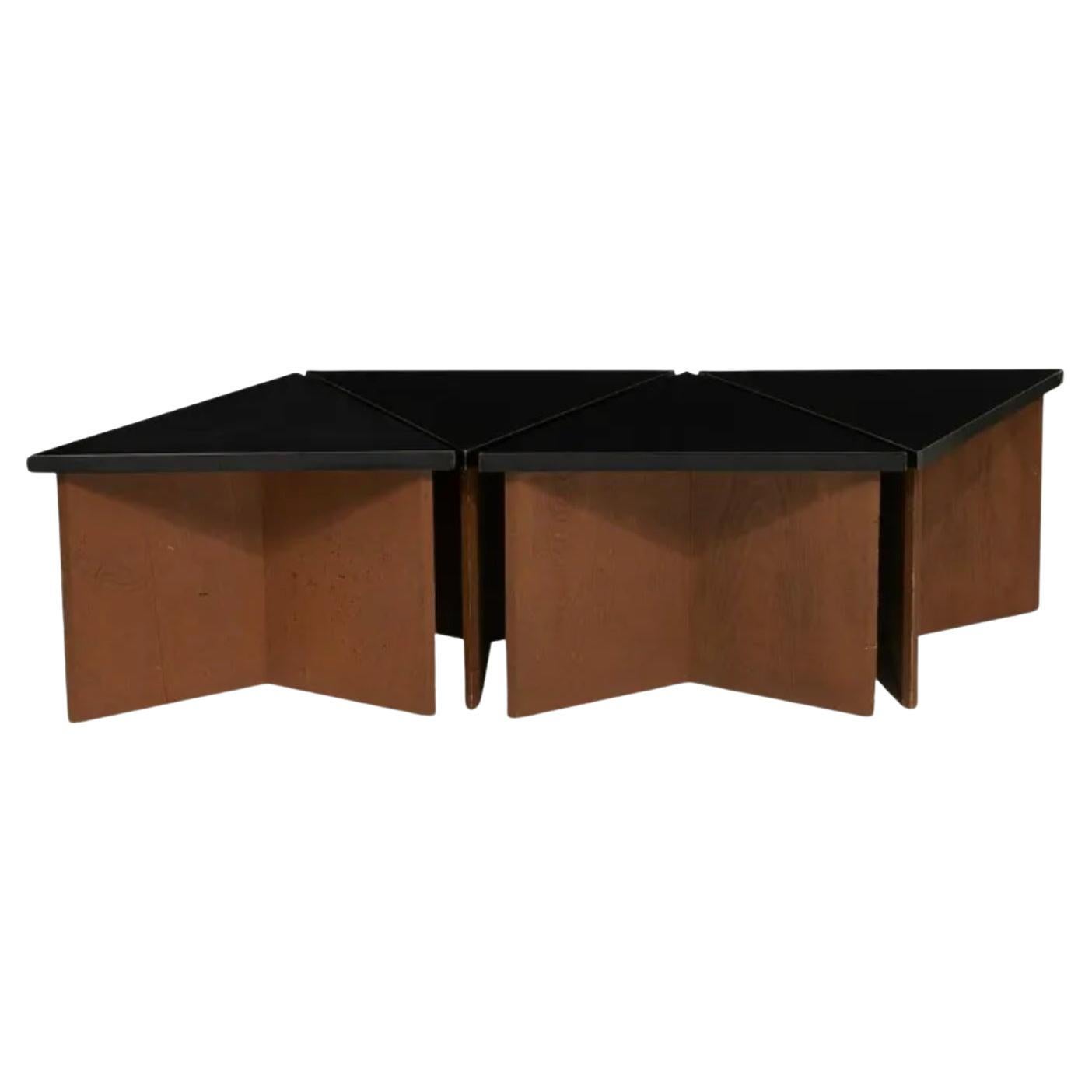 Prairie School Frank Lloyd Wright, Arnold House Set of Modular Side Tables, Triangular, 1954