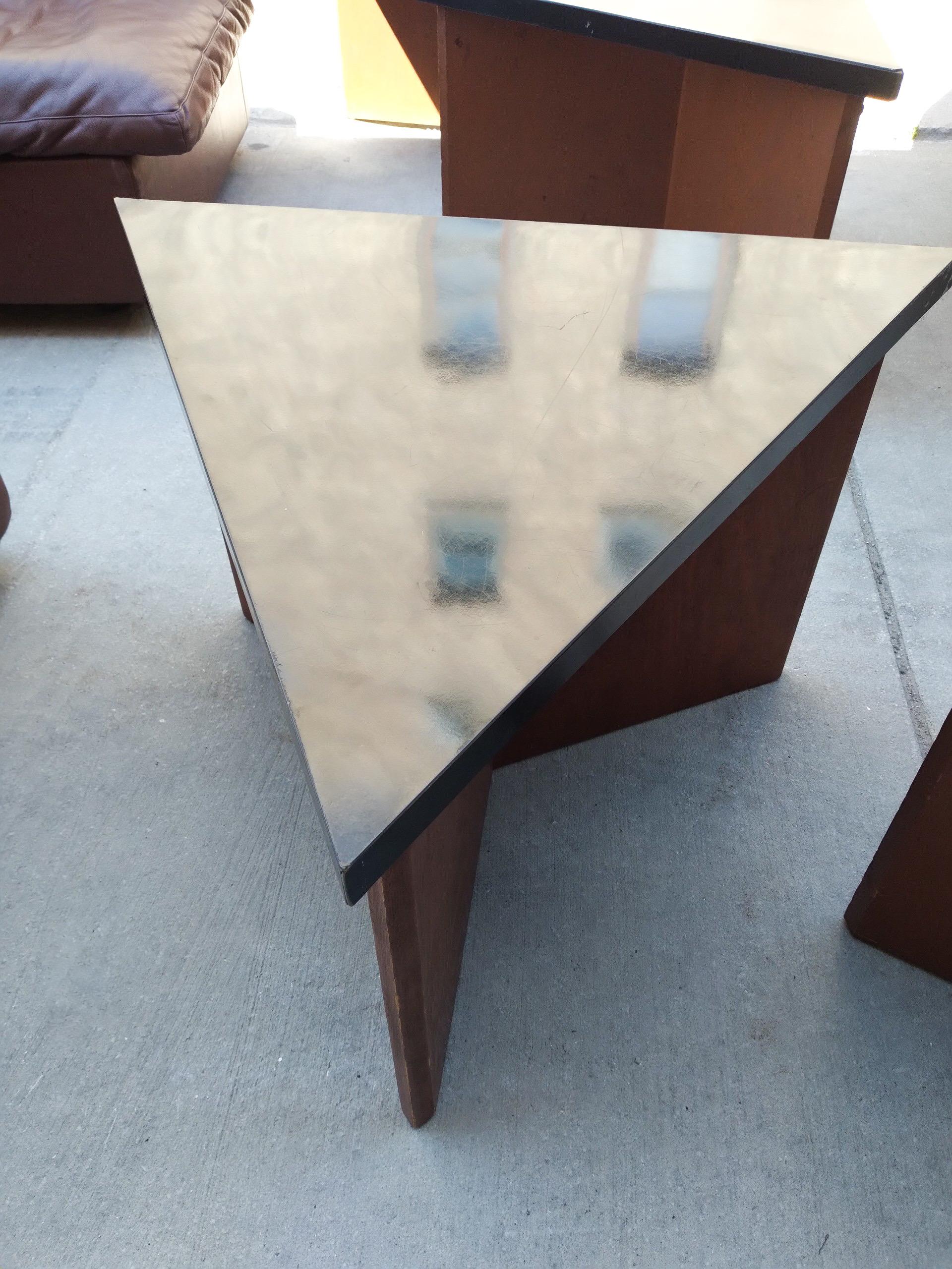 Aluminum Frank Lloyd Wright, Arnold House Set of Modular Side Tables, Triangular, 1954 For Sale