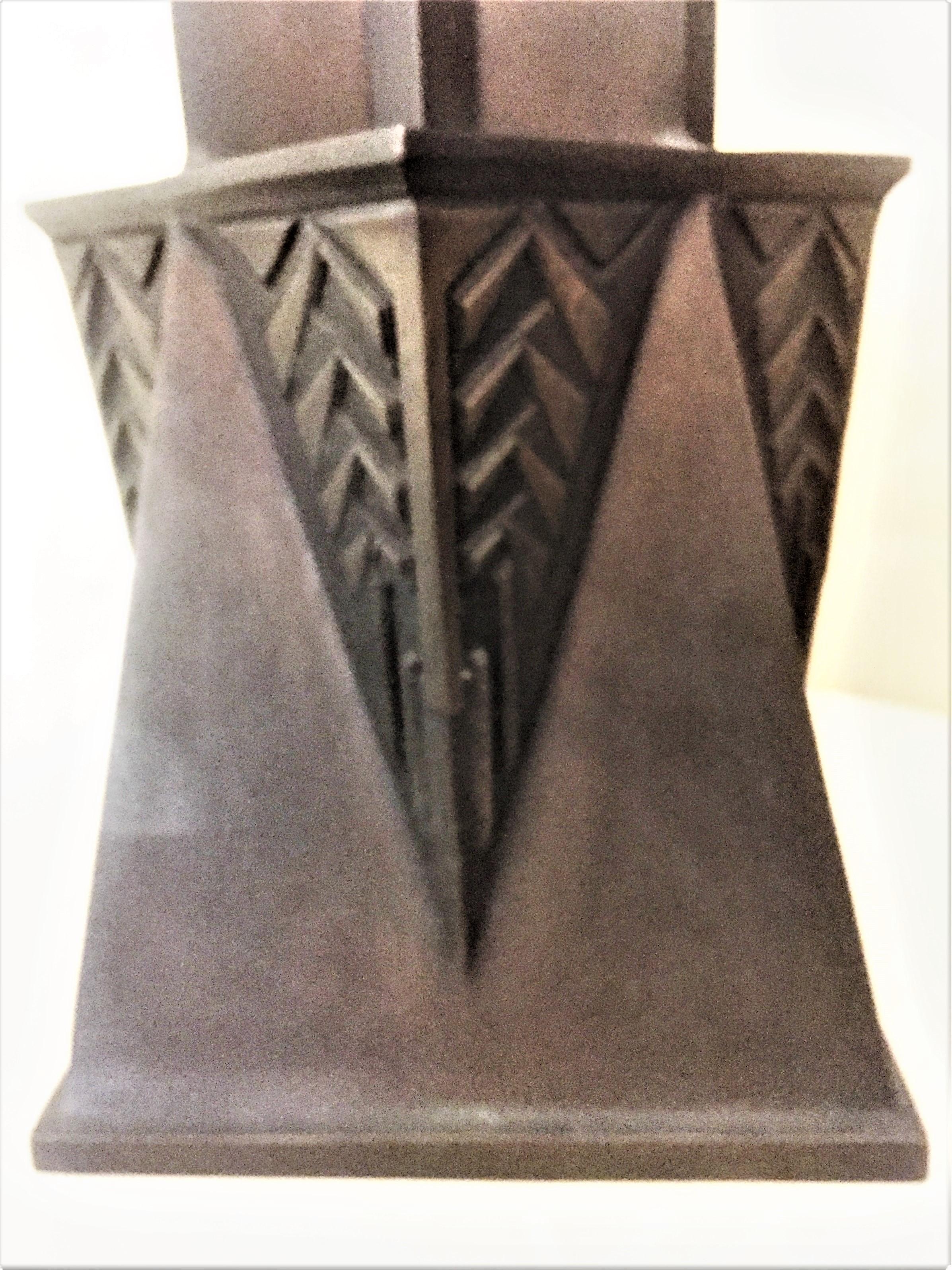 Patinated Frank Lloyd Wright, Arts & Crafts Bronze Pocket Vase, Limited Edition 29, 1992