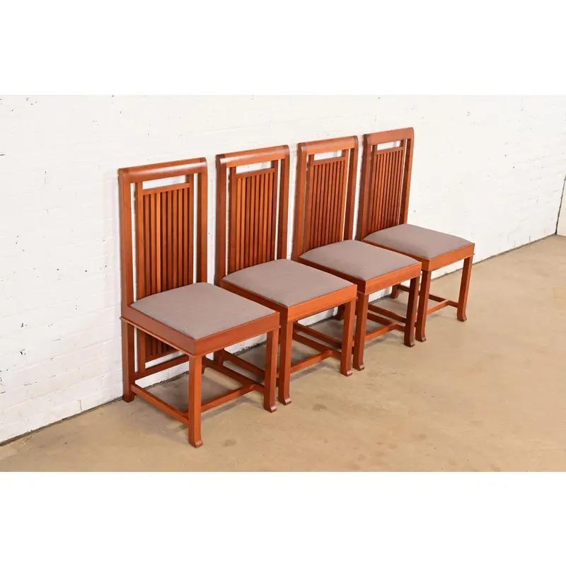 Frank Lloyd Wright Arts and Crafts Cherry Wood Dining Chairs, Set of ...