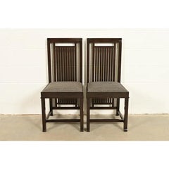 Frank Lloyd Wright Arts & Crafts Cherry Wood Side Chairs or Dining Chairs, Pair