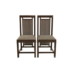 Frank Lloyd Wright Arts & Crafts Cherry Wood Side Chairs or Dining Chairs, Pair