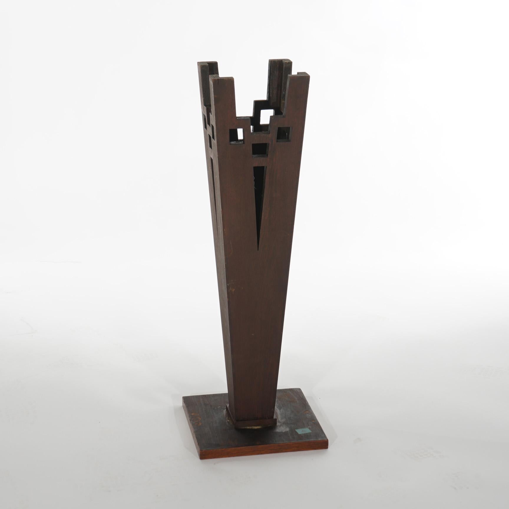 Frank Lloyd Wright Arts & Crafts Support de plantes en chêne évasé et découpé C1910 en vente 5