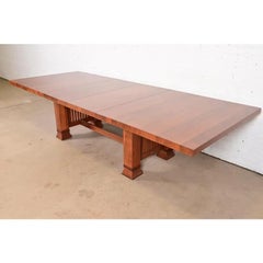Frank Lloyd Wright Arts & Crafts Extension Dining Table, Newly Refinished