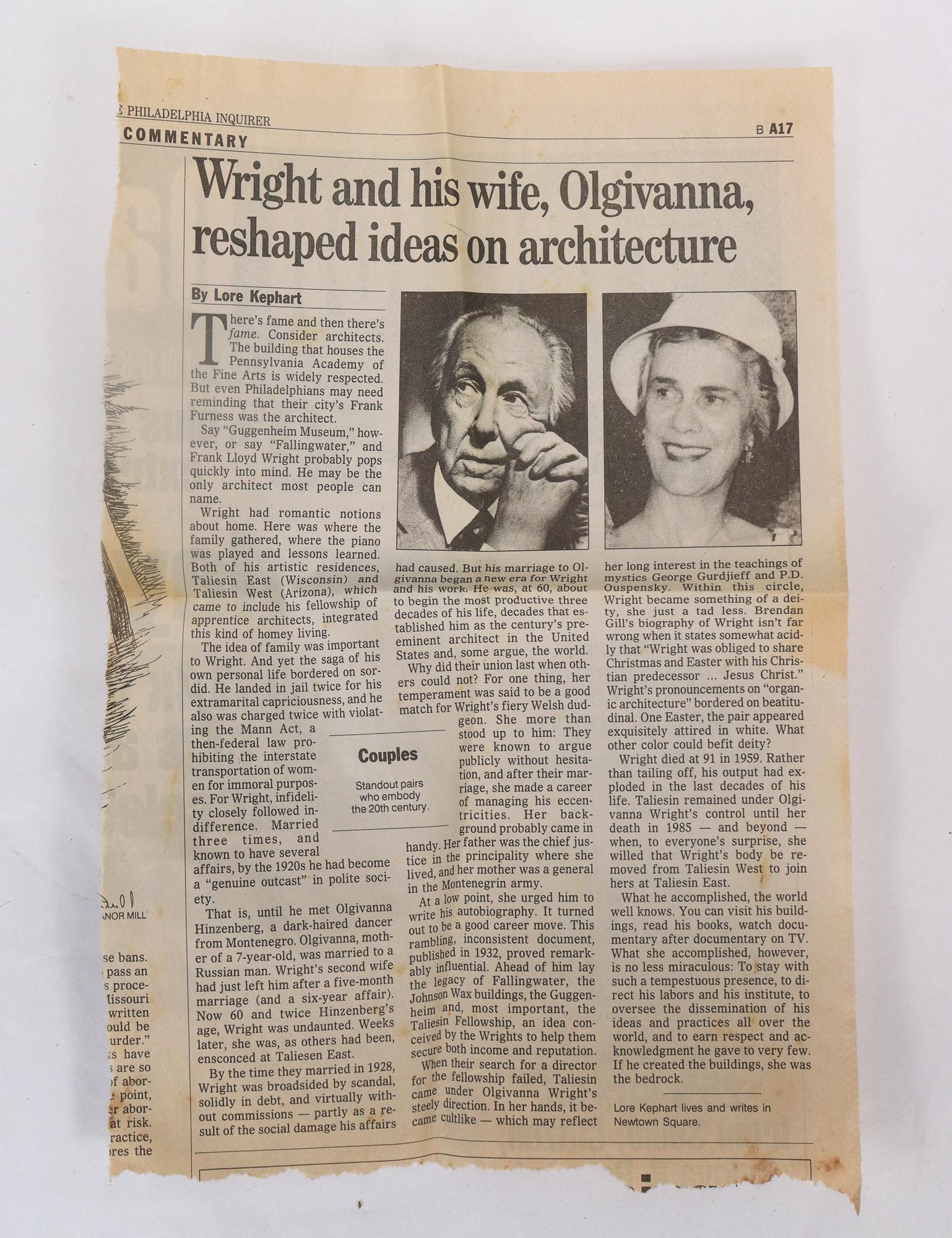 Frank Lloyd Wright Autograph & Associated Memorabilia - Beth Sholom For Sale 2