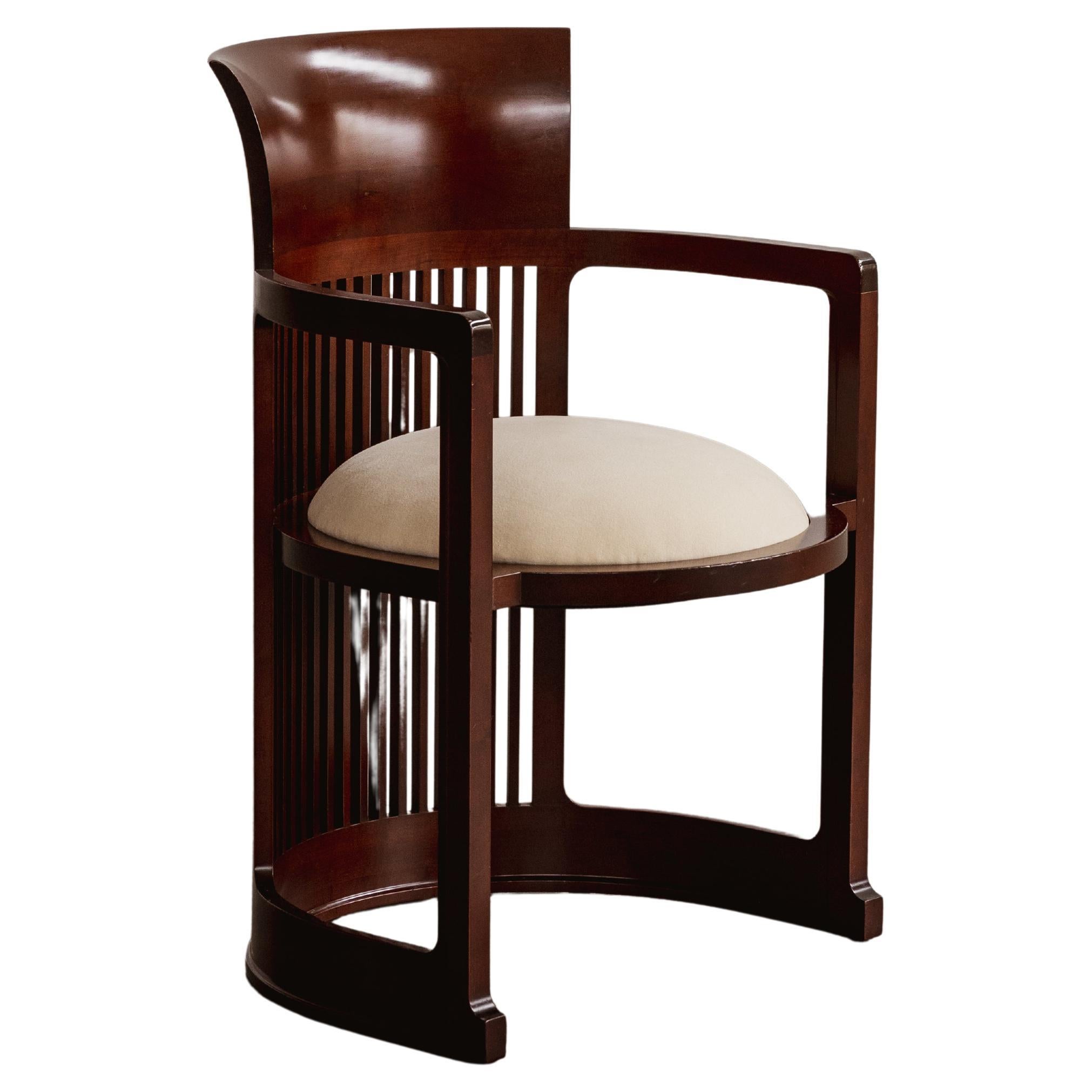 Silla "Barril" de Frank Lloyd Wright para Cassina, terciopelo blanco mantequilla, 1937