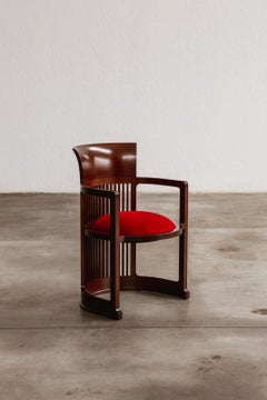 Frank Lloyd Wright "Barrel" Chair for Cassina, Red Velvet, 1937