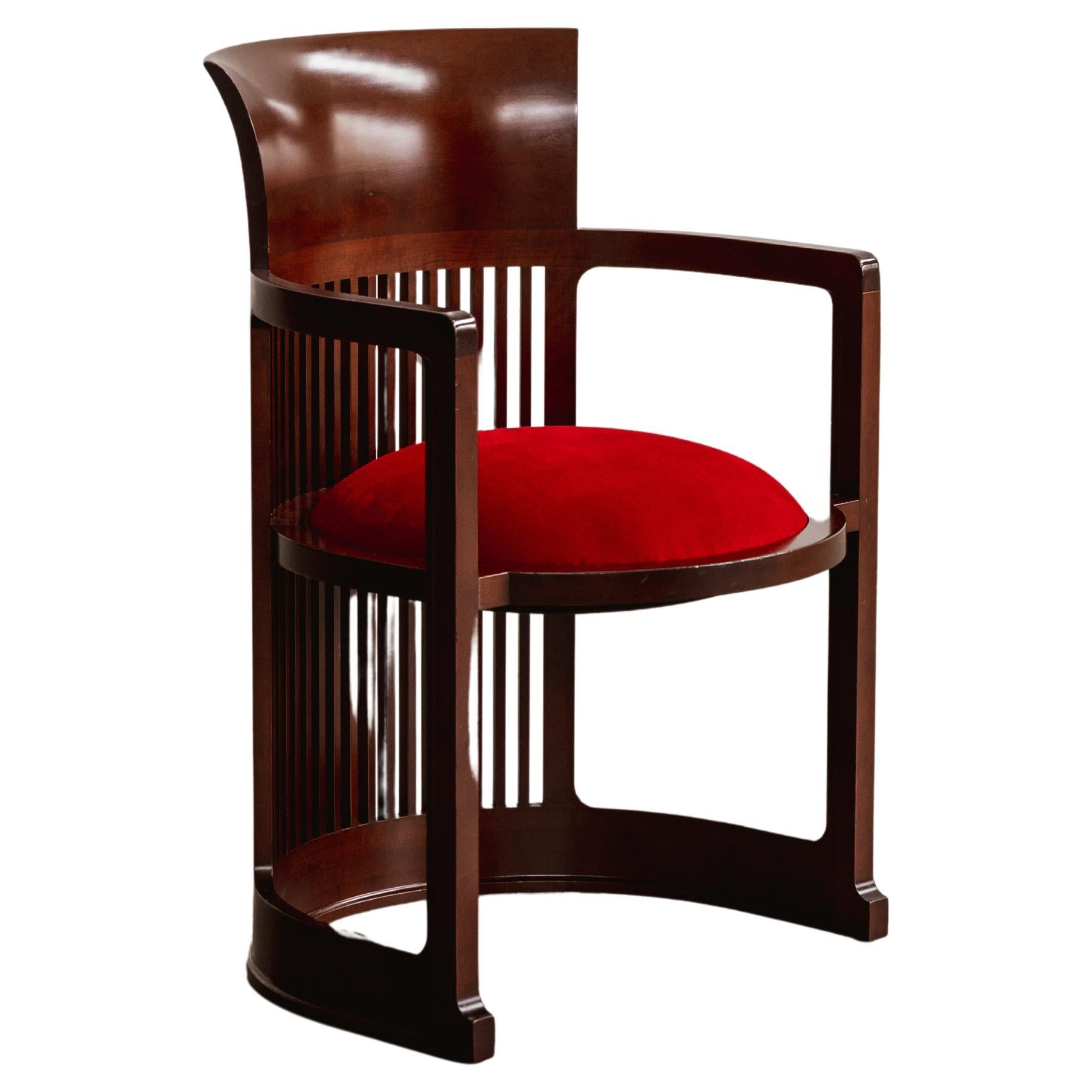 Silla "Barril" de Frank Lloyd Wright para Cassina, Terciopelo rojo, 1937