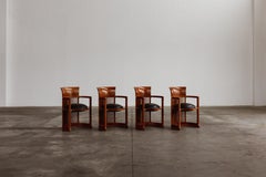 Frank Lloyd Wright "Barrel" Chairs for Cassina, Black Leather, 1937, Set of 4