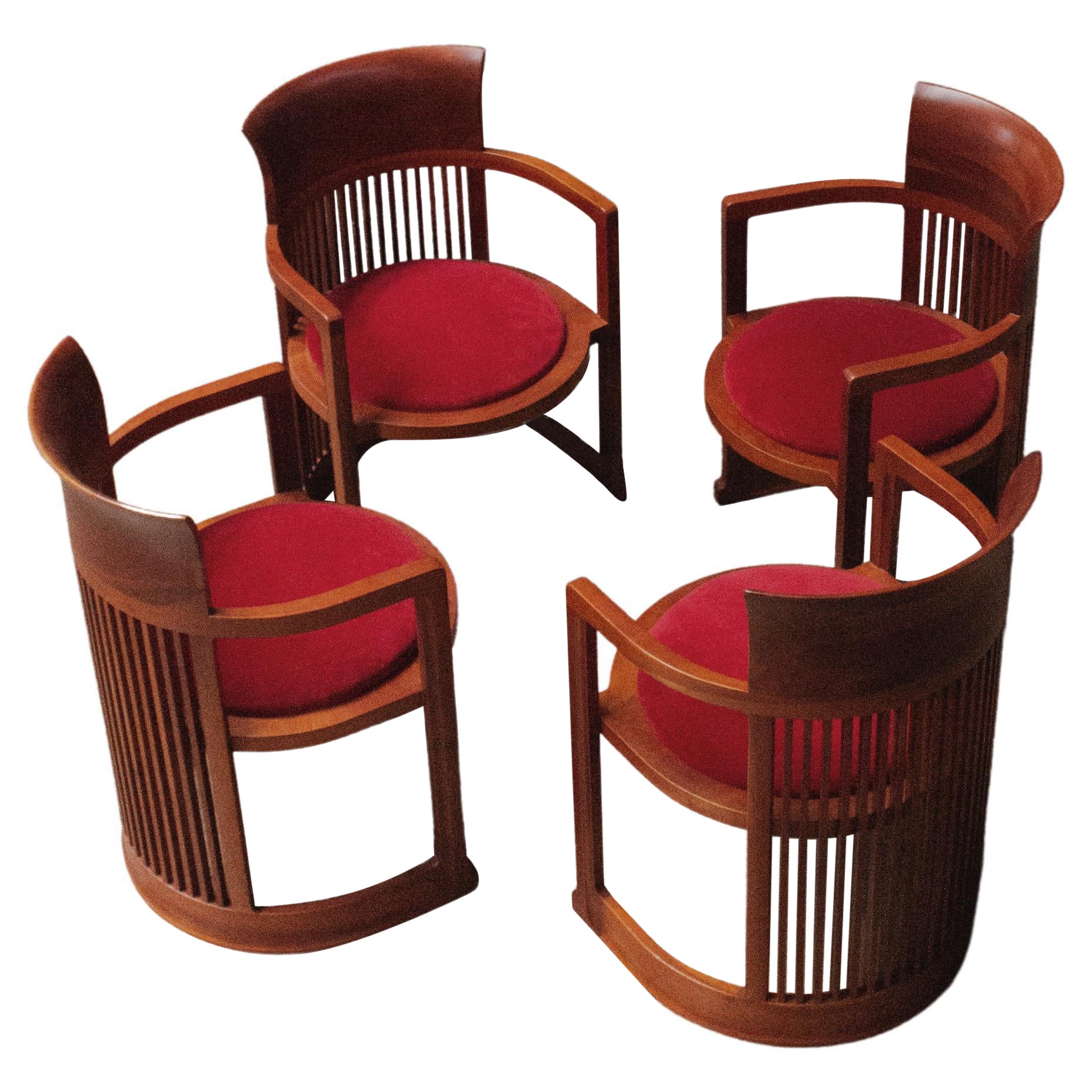 Sedie "Barrel" di Frank Lloyd Wright per Cassina, 1937, set da 4 in vendita