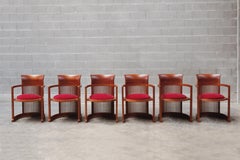 Frank Lloyd Wright "Barrel" Chairs for Cassina, Burgundy Velvet, 1937, Set of 6