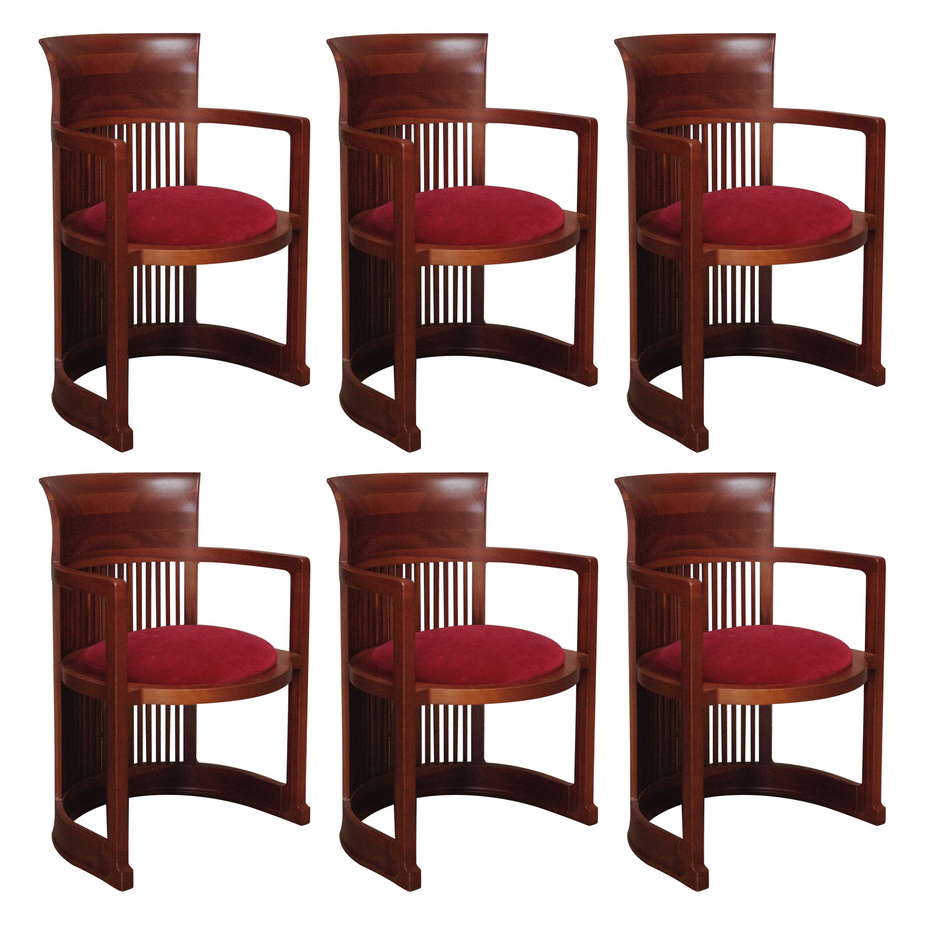 Sedie "Barrel" di Frank Lloyd Wright per Cassina, 1937, Set di 6