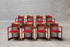 Frank Lloyd Wright "Barrel" Chairs for Cassina, 1937, Burgundy Velvet, Set of 8
