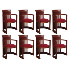 Sedie "Barrel" di Frank Lloyd Wright per Cassina, 1937, set di 8 pezzi