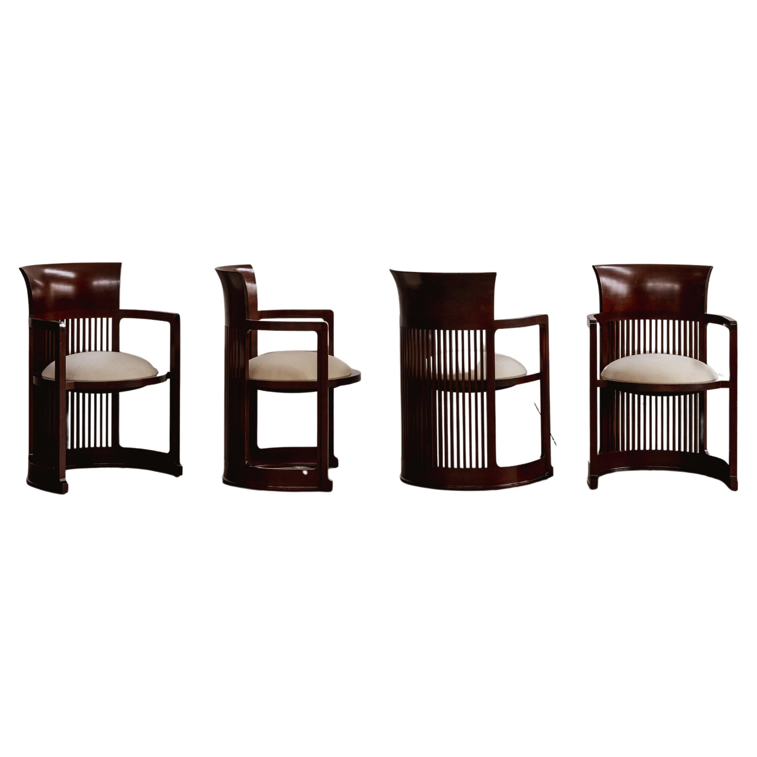 Chaises "Barrel" de Frank Lloyd Wright pour Cassina, velours beurre, 1937, lot de 4