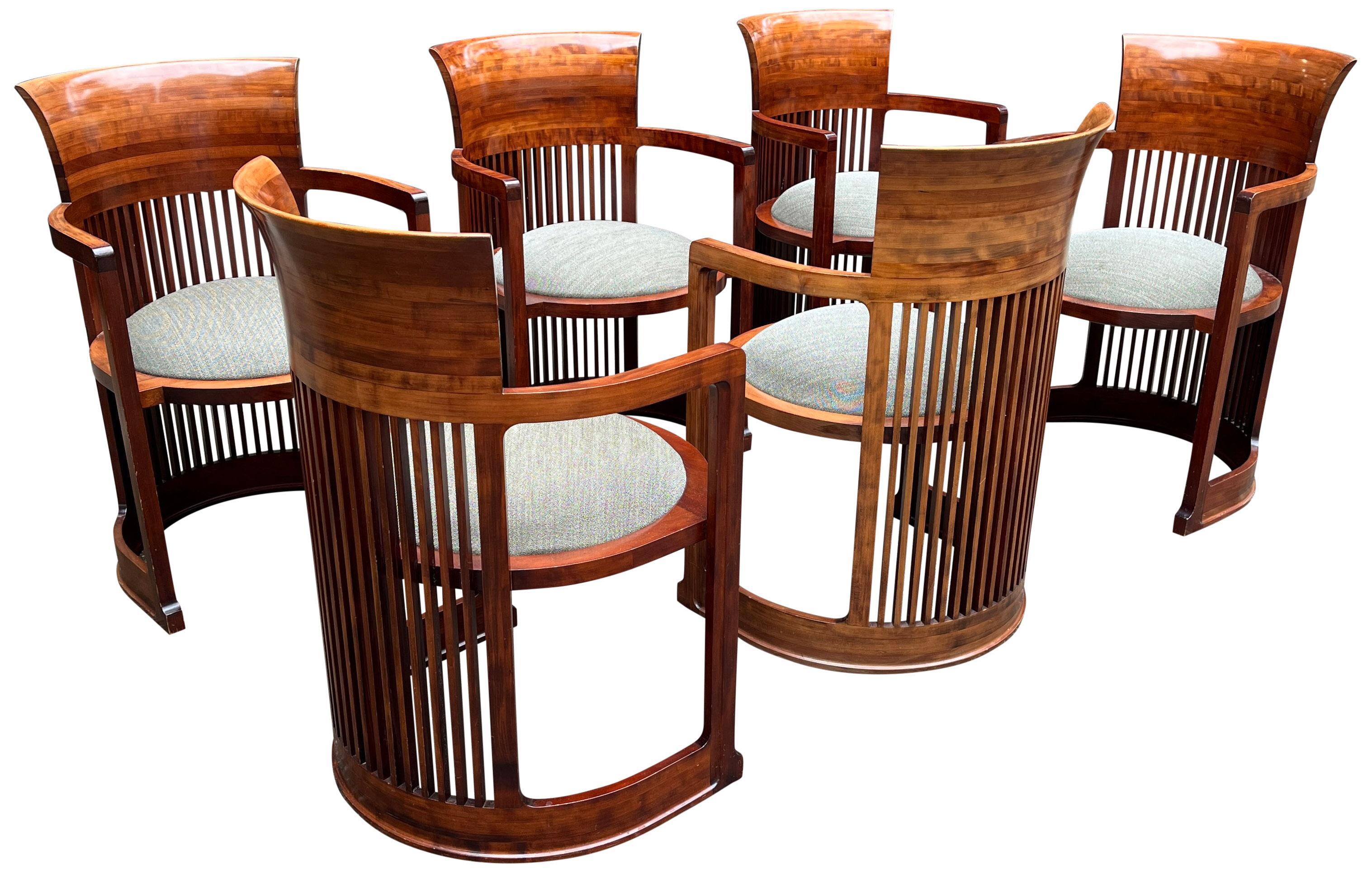 Mid-Century Modern Frank Lloyd Wright Barrel Chairs for Cassina