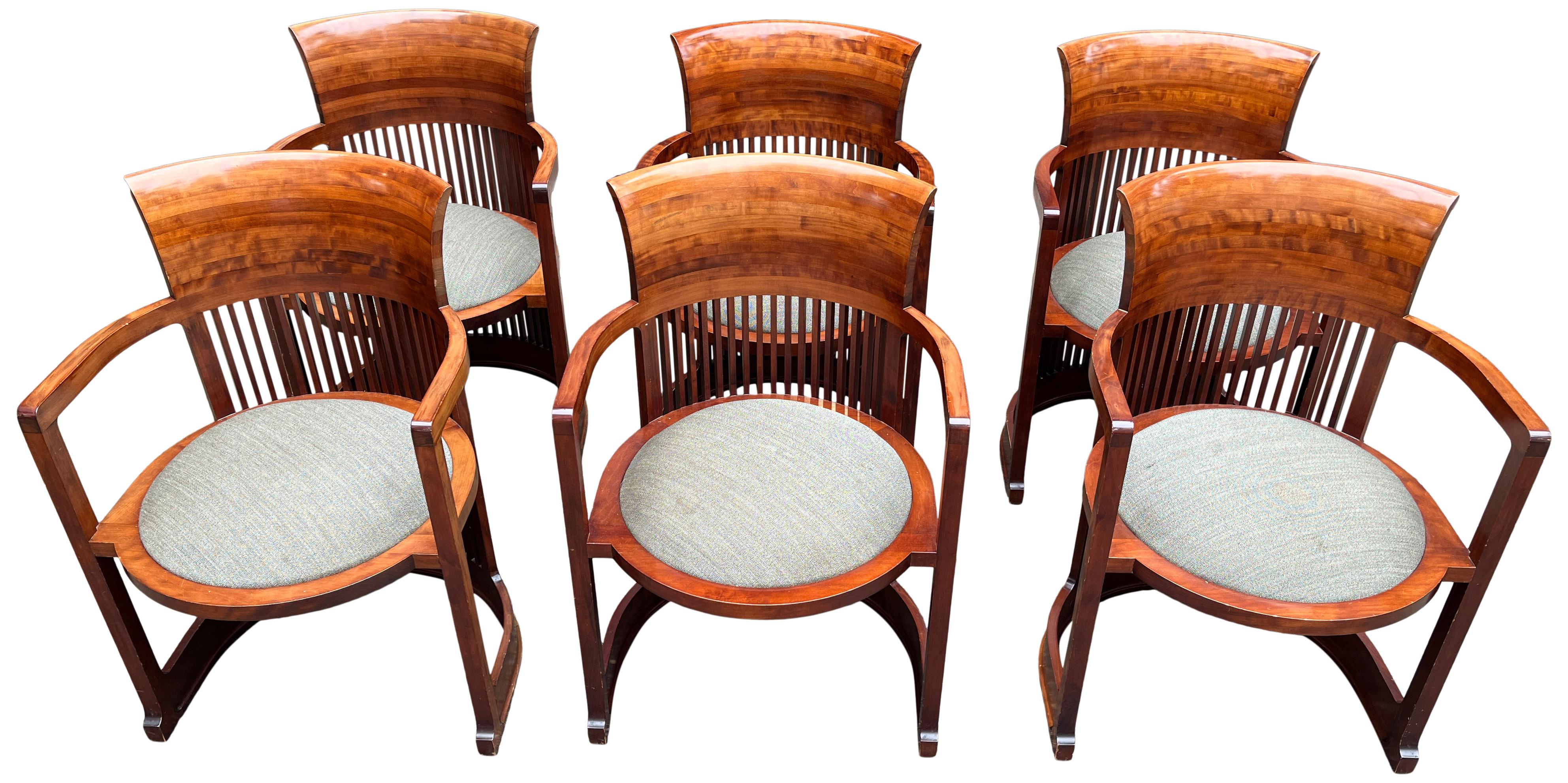 Frank Lloyd Wright Barrel Chairs for Cassina In Good Condition In BROOKLYN, NY