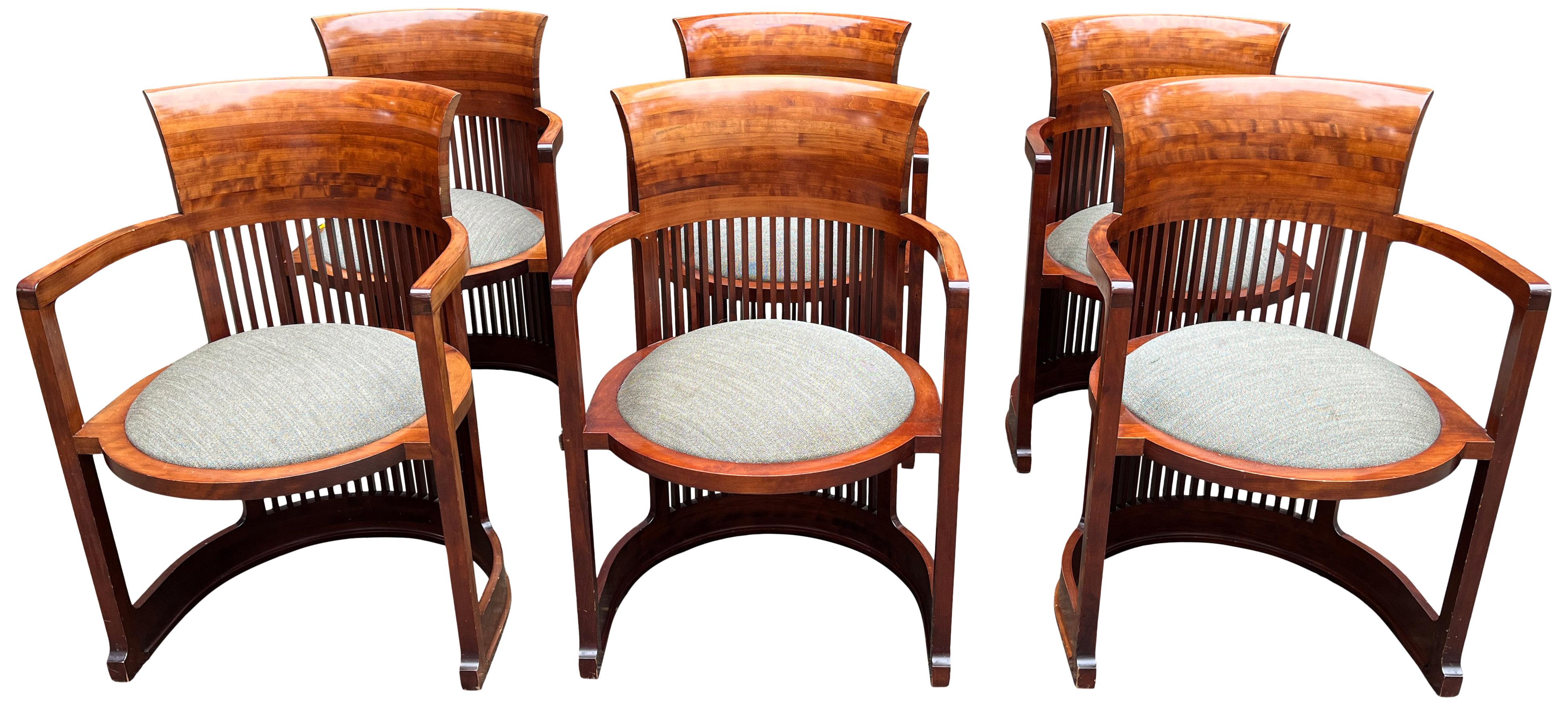 Frank Lloyd Wright Barrel Chairs for Cassina In Good Condition In BROOKLYN, NY