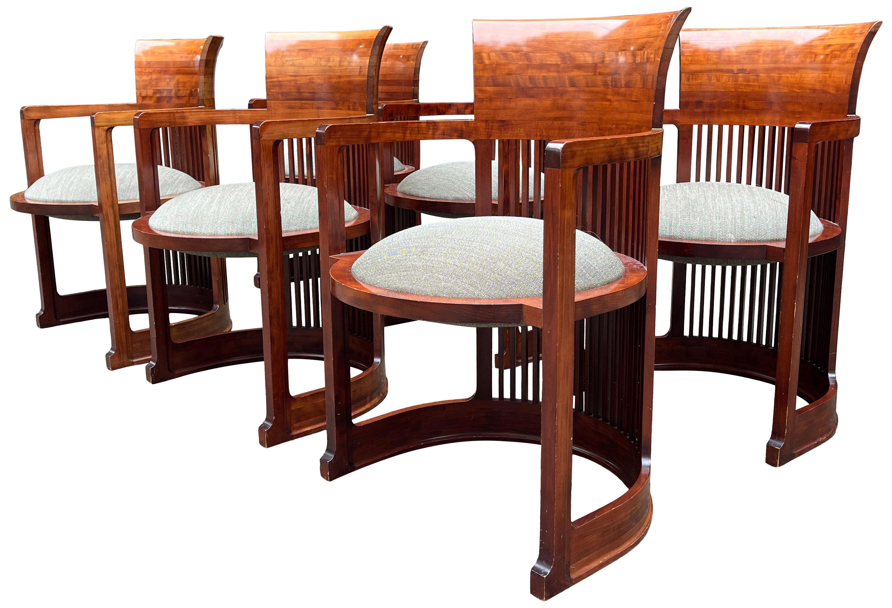 Wood Frank Lloyd Wright Barrel Chairs for Cassina