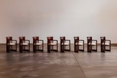 Sedie "Barrel" di Frank Lloyd Wright per Cassina, velluto avorio, 1937, set di 8 pezzi