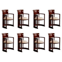 Sedie "Barrel" di Frank Lloyd Wright per Cassina, velluto avorio, 1937, set di 8 pezzi