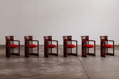 Frank Lloyd Wright "Barrel" Chairs for Cassina, Red Velvet, 1937, Set of 6