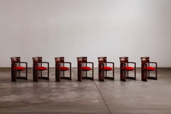 Frank Lloyd Wright "Barrel" Chairs for Cassina, Red Velvet, 1937, Set of 8