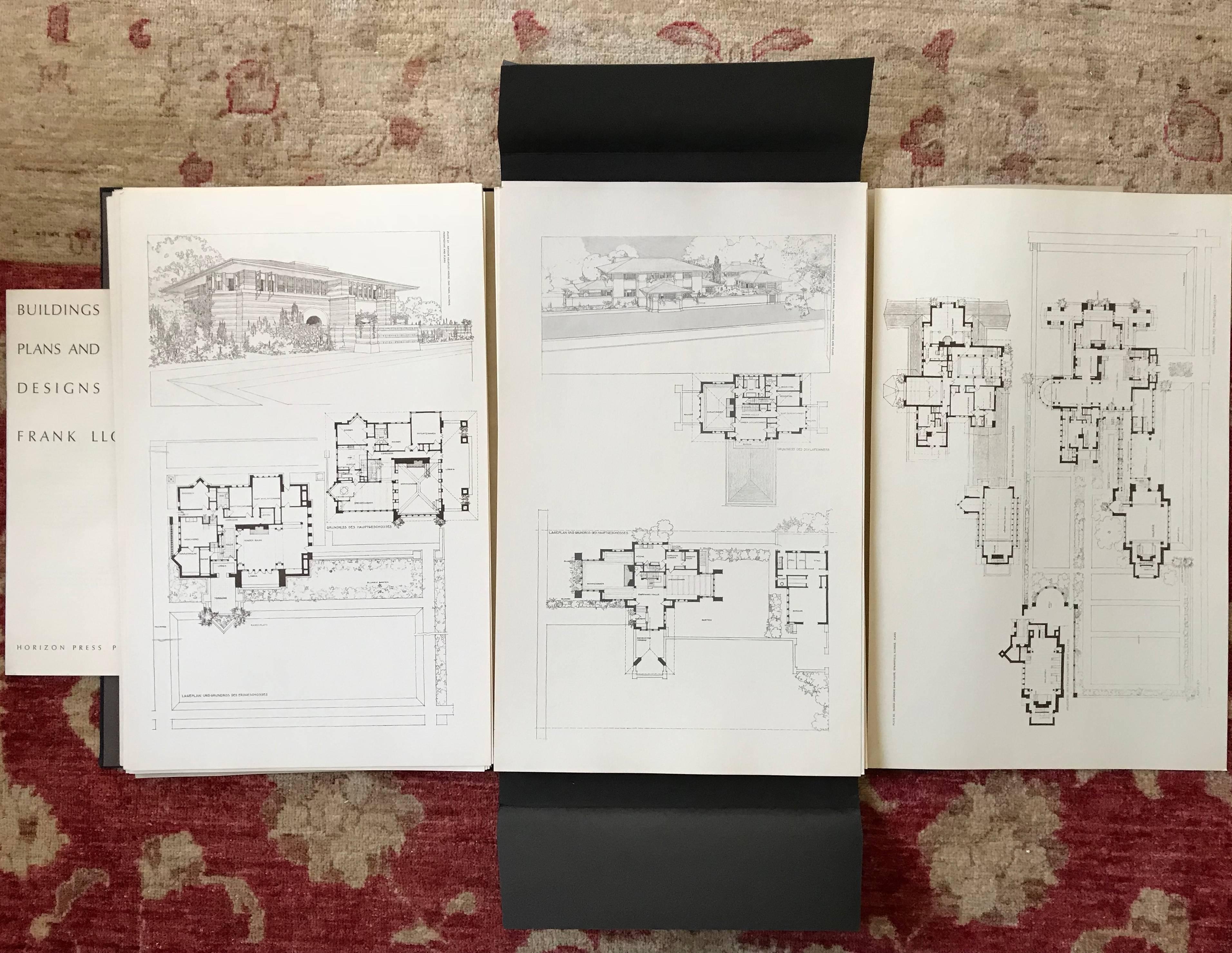 American Frank Lloyd Wright Buildings Plans and Designs Large 100 Plate Lithographs
