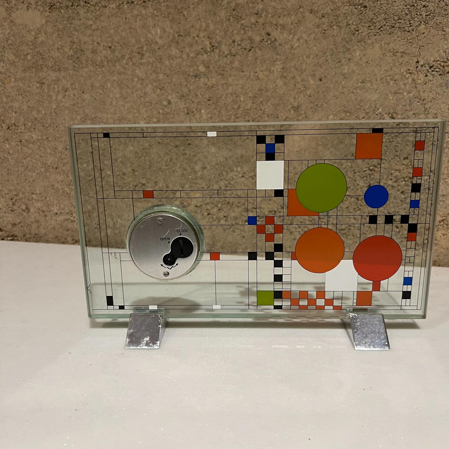 American Frank Lloyd Wright + Bulova Glass Desk Clock Coonley Playhouse Adaptation