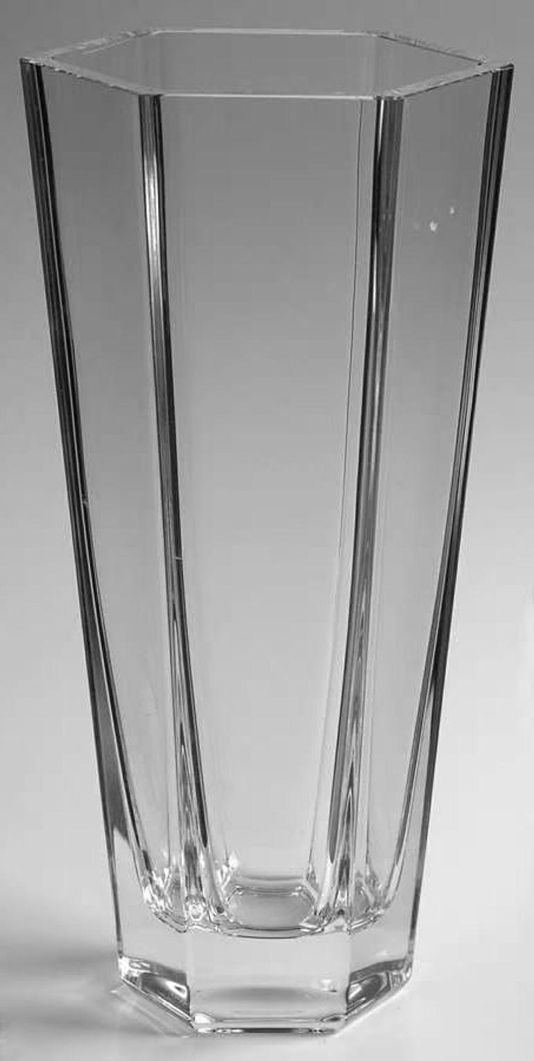 Art Deco Frank Lloyd Wright by TIFFANY Crystal Clear Vase 1986 with Box