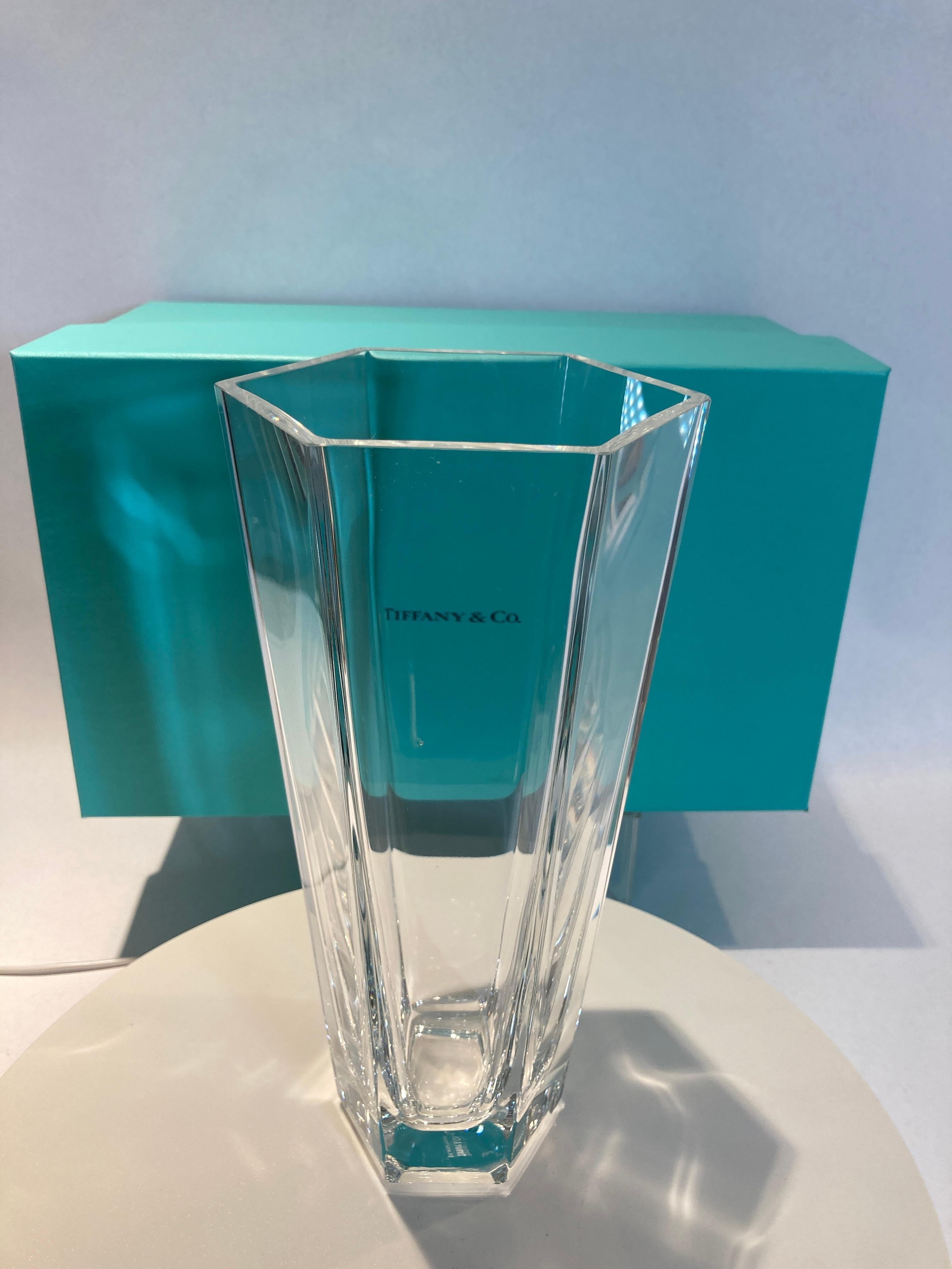 Frank Lloyd Wright by TIFFANY Crystal Clear Vase 1986 with Box 5