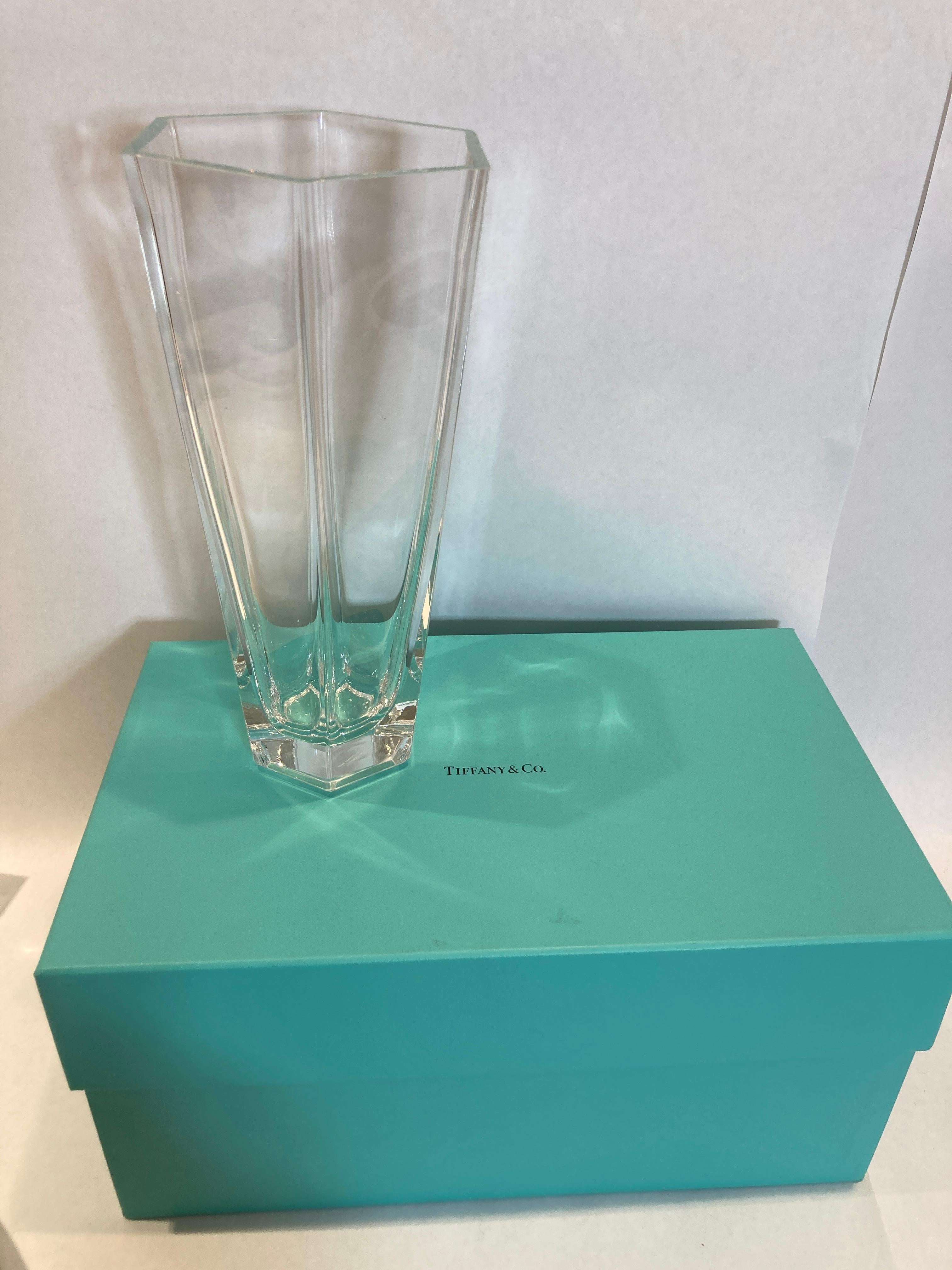 Frank Lloyd Wright by TIFFANY Crystal Clear Vase 1986 with Box 6