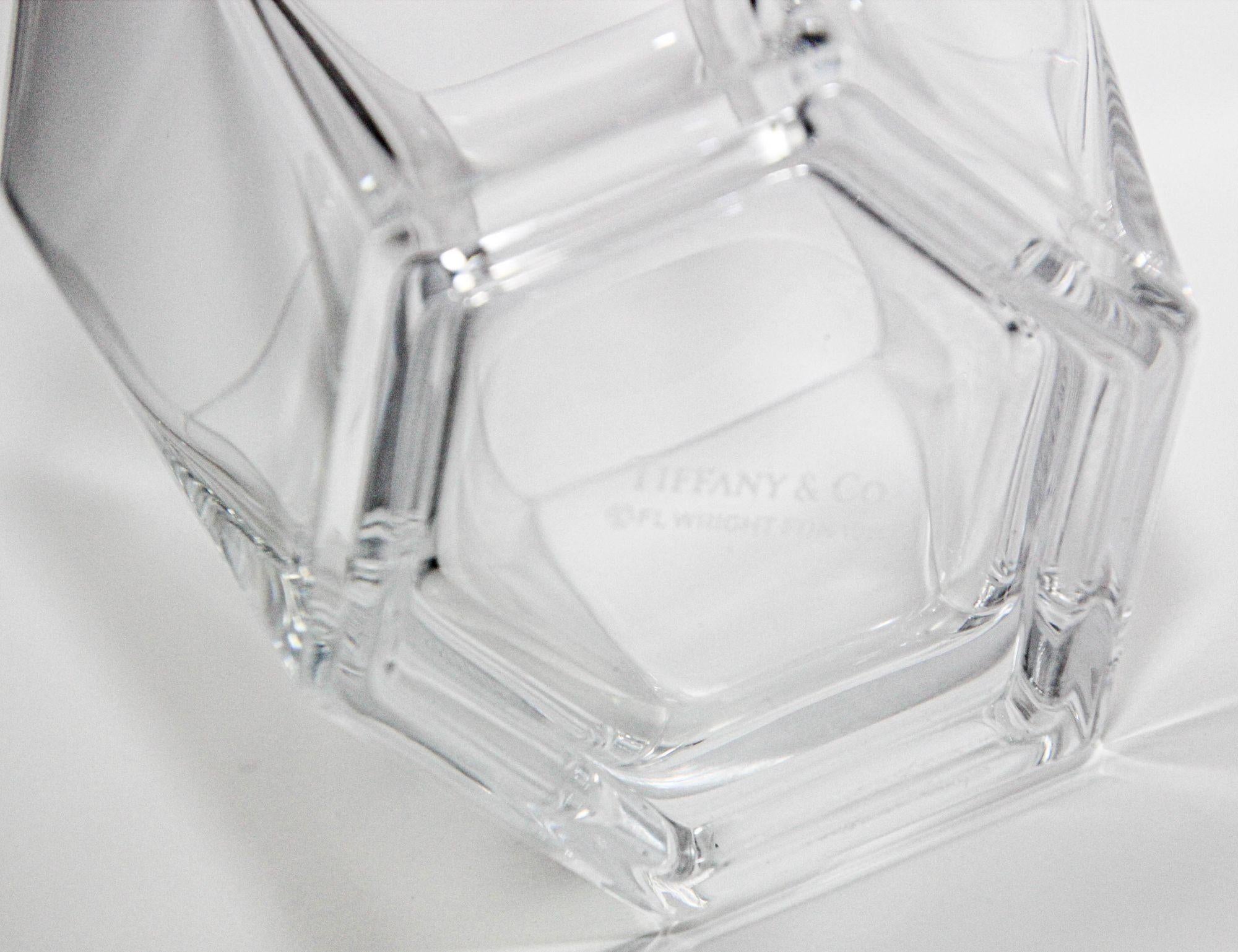 Frank Lloyd Wright by TIFFANY Crystal Old Fashioned Glasses Barware set of 4 For Sale 4