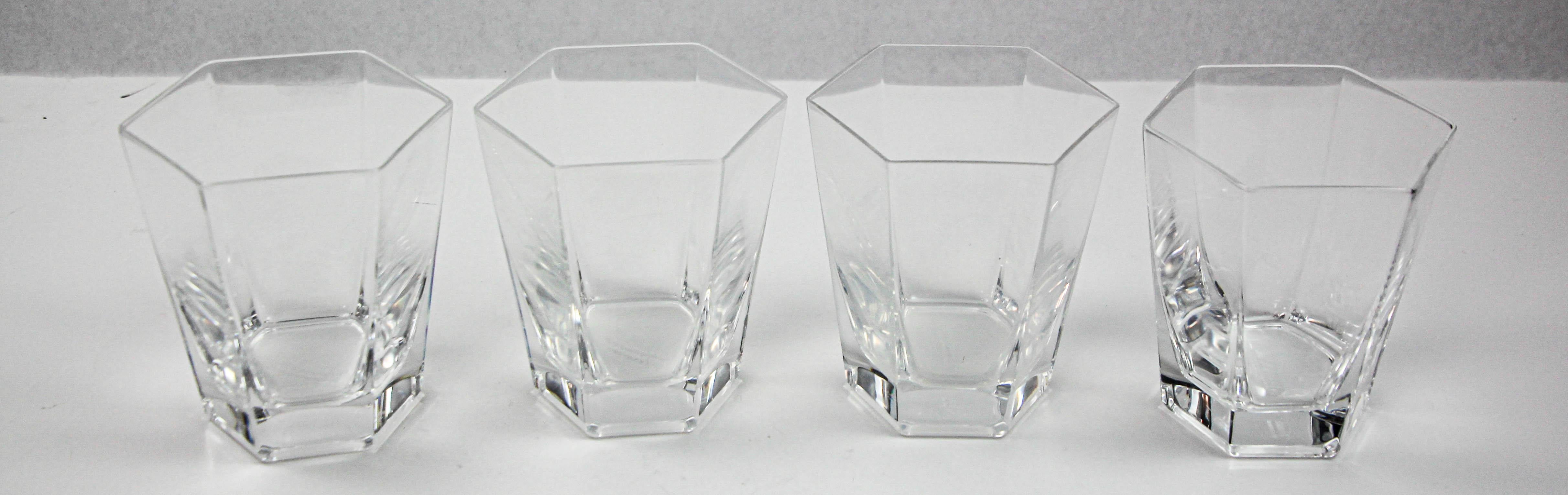 Frank Lloyd Wright by TIFFANY Crystal Old Fashioned Glasses Barware set of 4 For Sale 6
